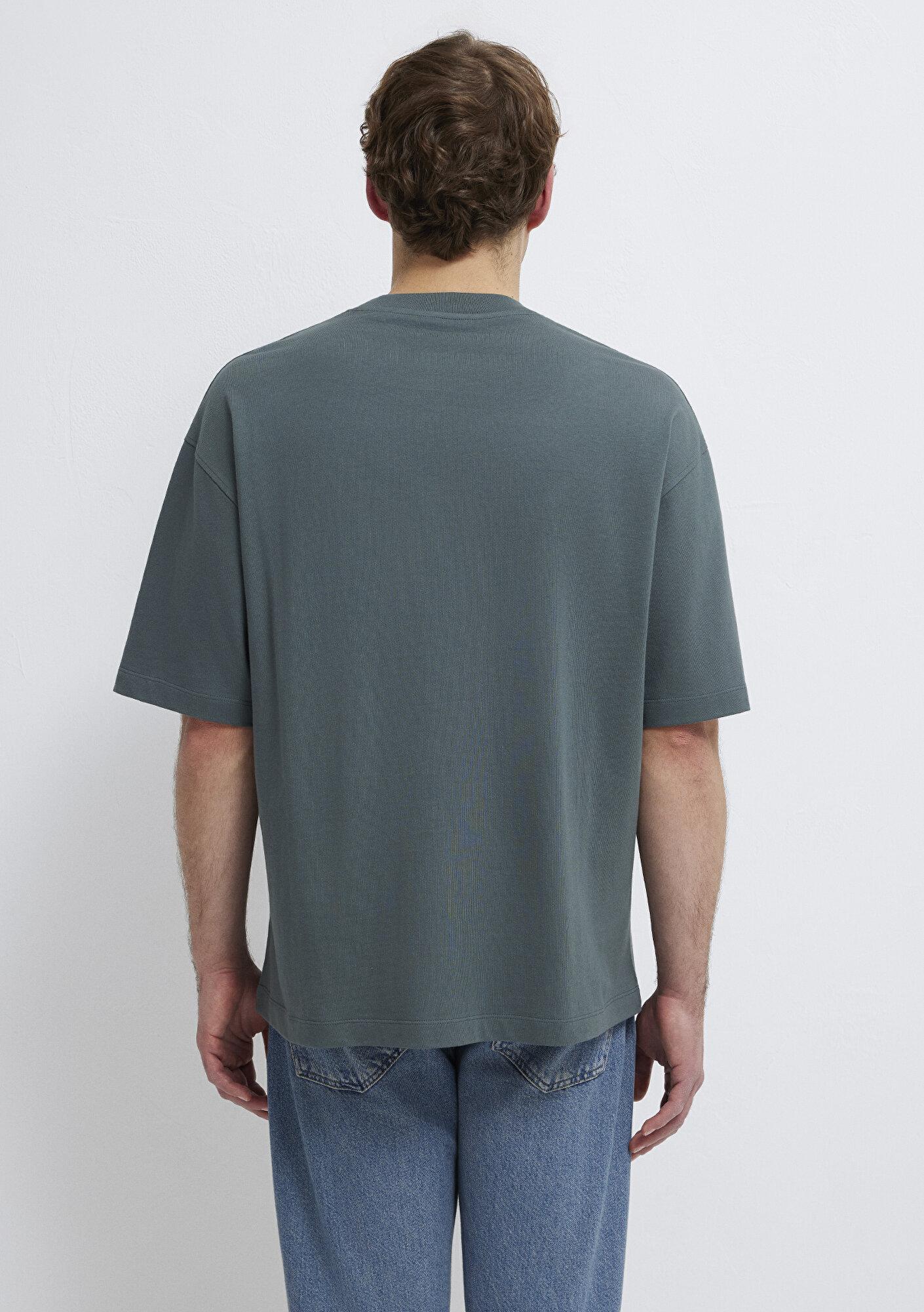 Mavi Yeşil Basic Tişört Oversize / Geniş Kesim 0613113-71598