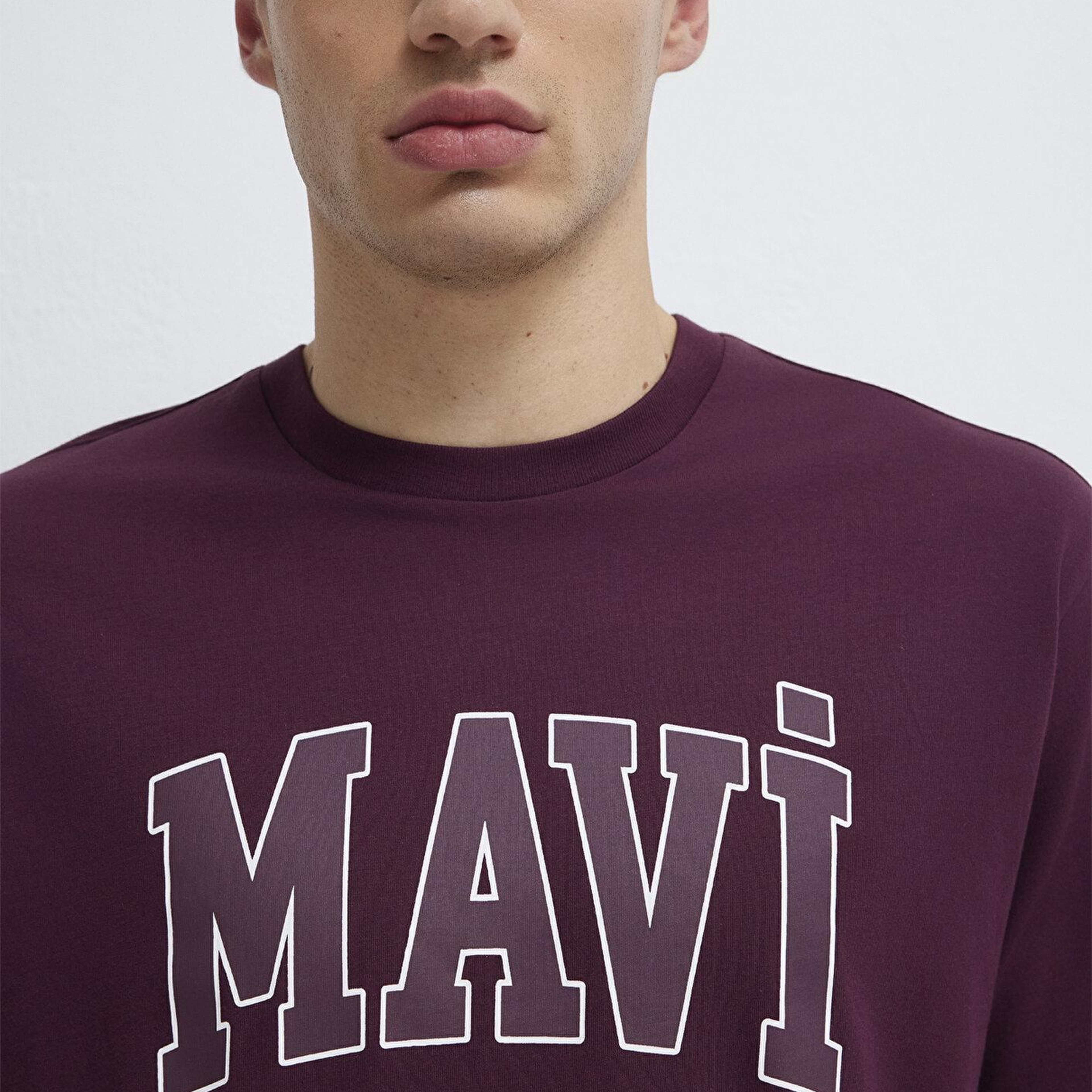 Mavi Mavi Logo Baskılı Mor Tişört Loose Fit / Bol Rahat Kesim 0611711-70434
