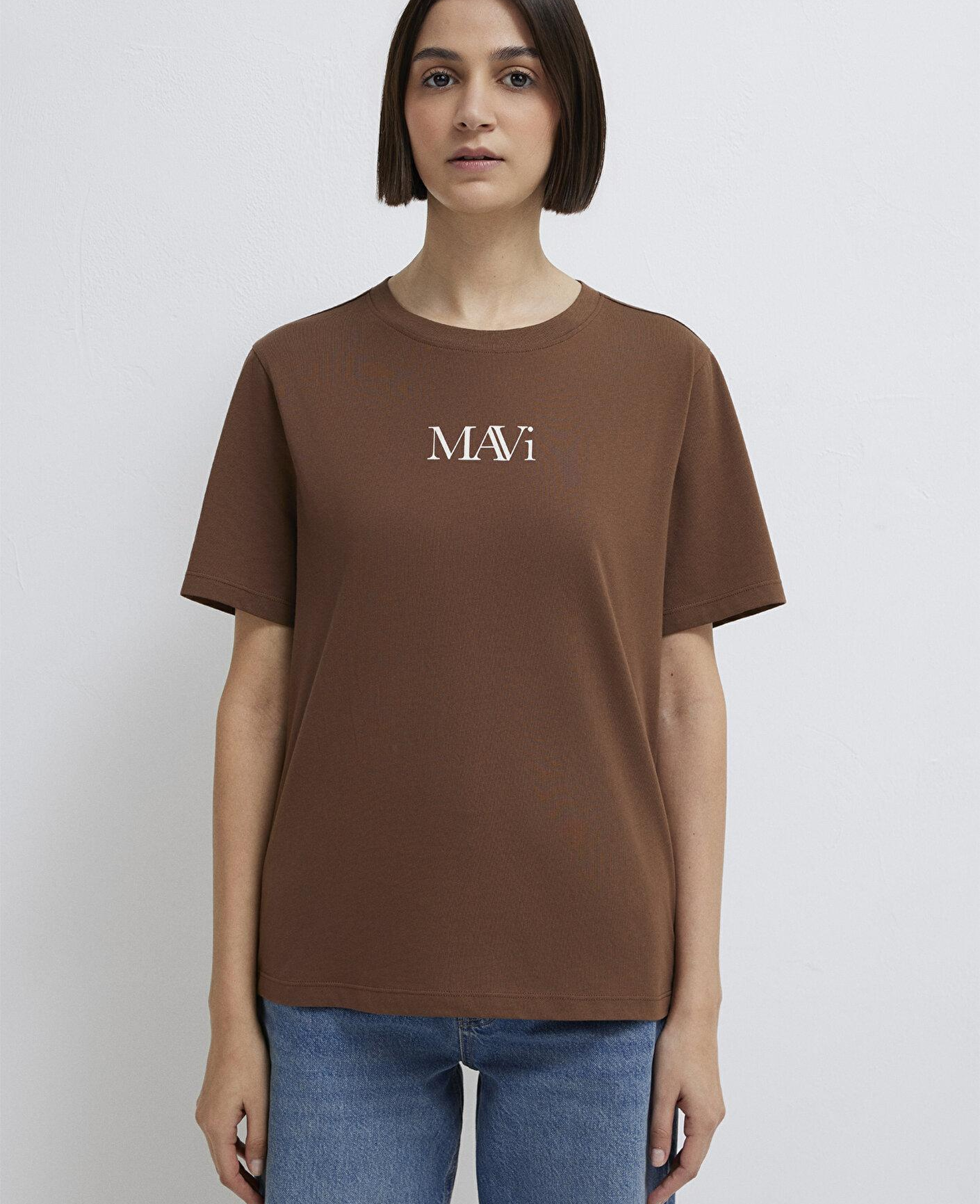 Mavi Mavi Logo Baskılı Kahverengi Tişört Regular Fit / Normal Kesim 1611594-70243