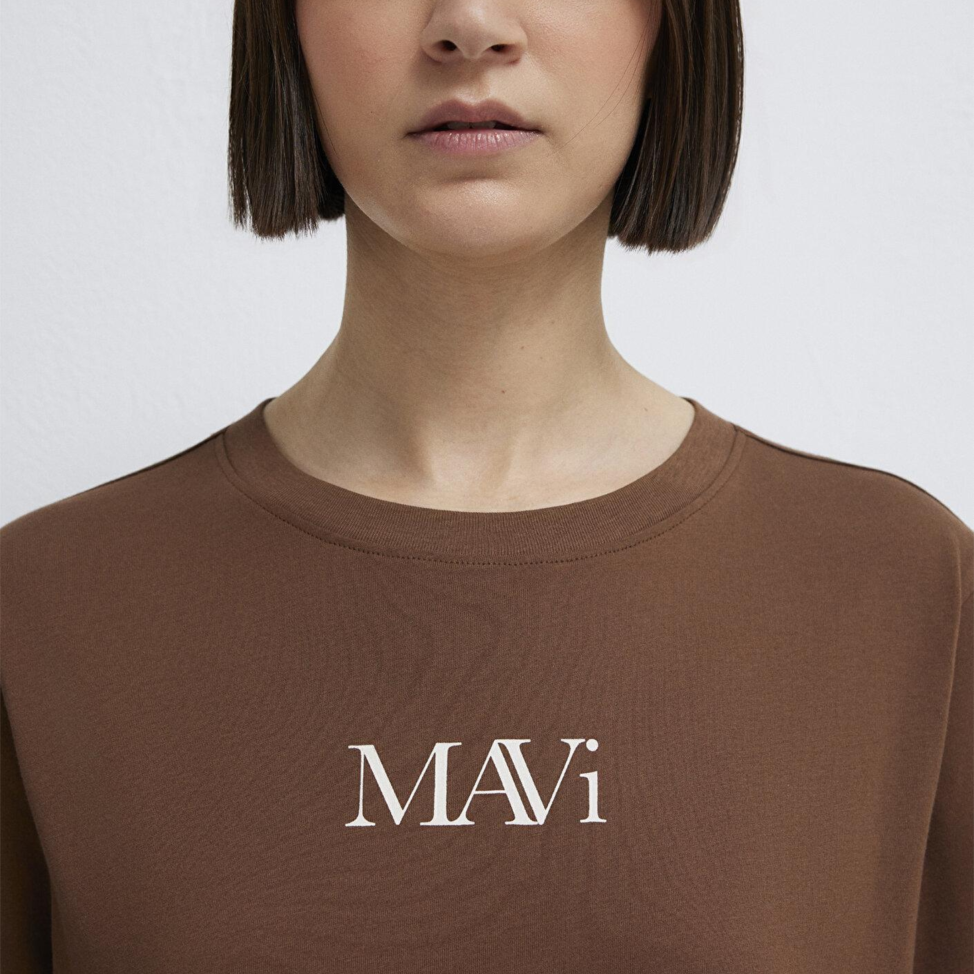 Mavi Mavi Logo Baskılı Kahverengi Tişört Regular Fit / Normal Kesim 1611594-70243