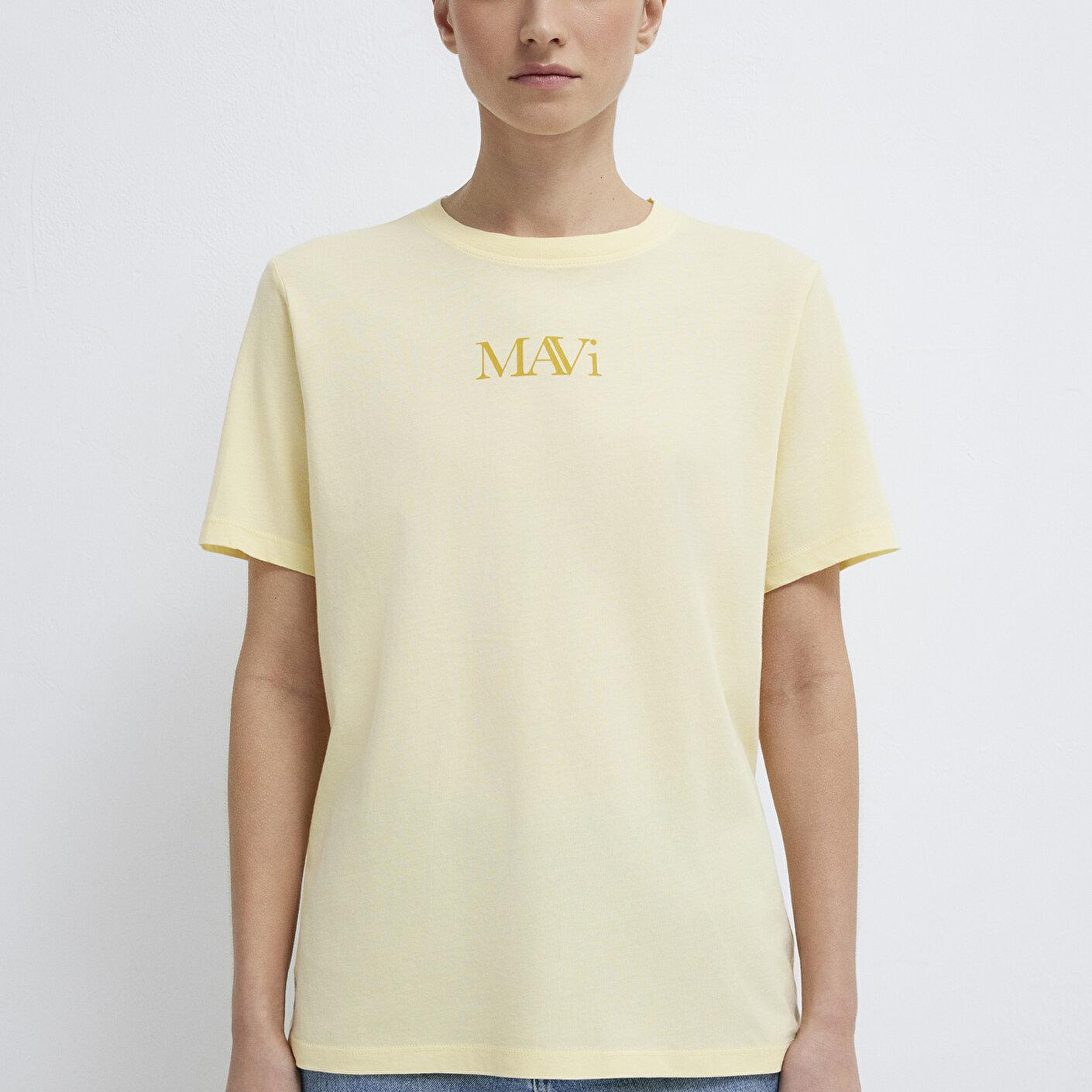 Mavi Mavi Logo Baskılı Sarı Tişört Regular Fit / Normal Kesim 1611594-71305