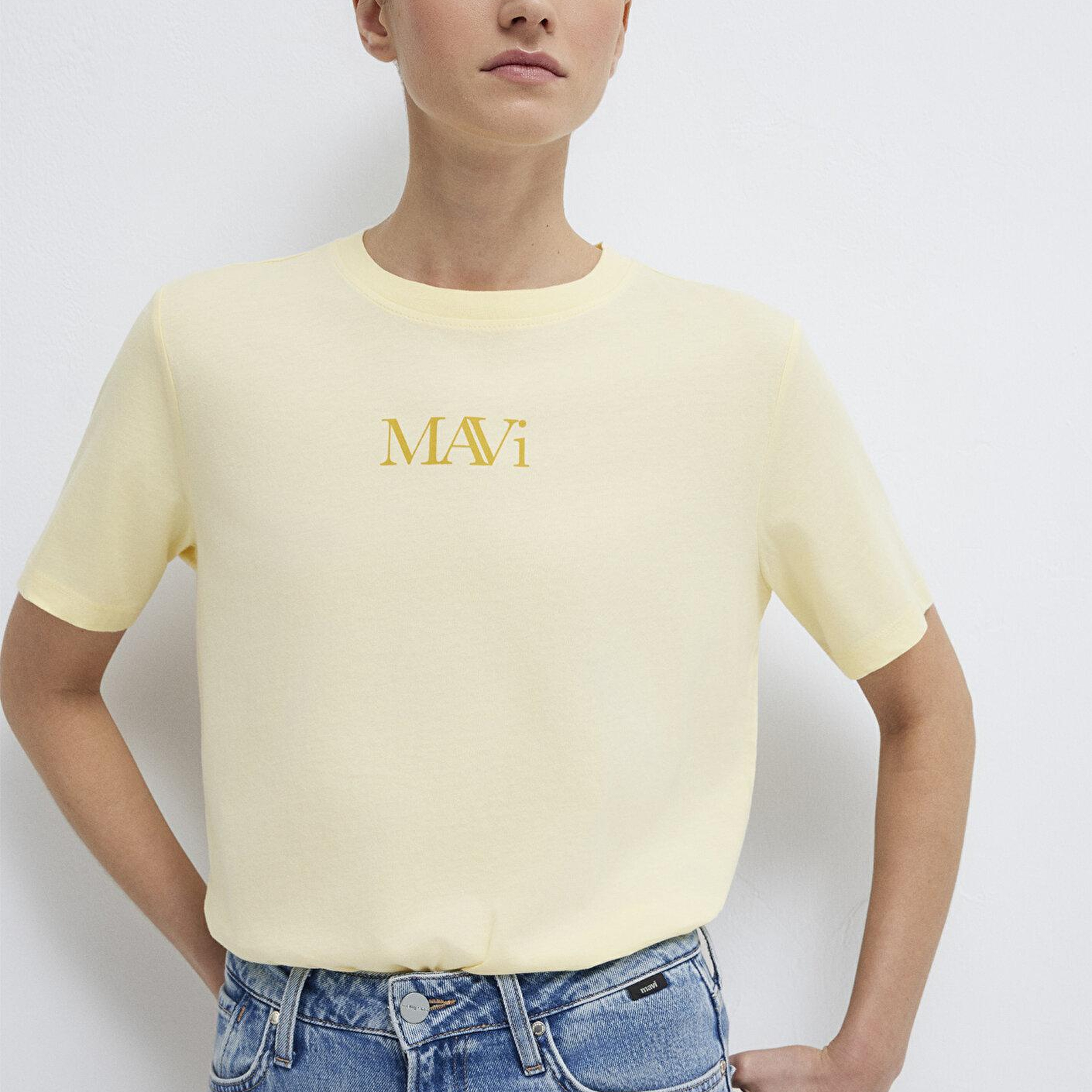 Mavi Mavi Logo Baskılı Sarı Tişört Regular Fit / Normal Kesim 1611594-71305