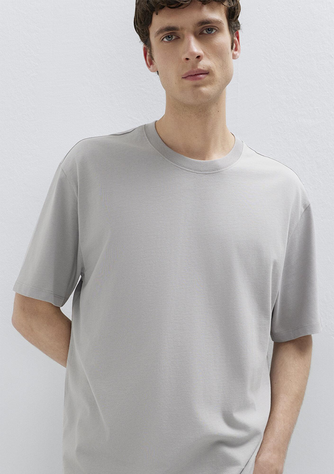 Mavi Gri Basic Tişört Loose Fit / Bol Rahat Kesim 066249-80615