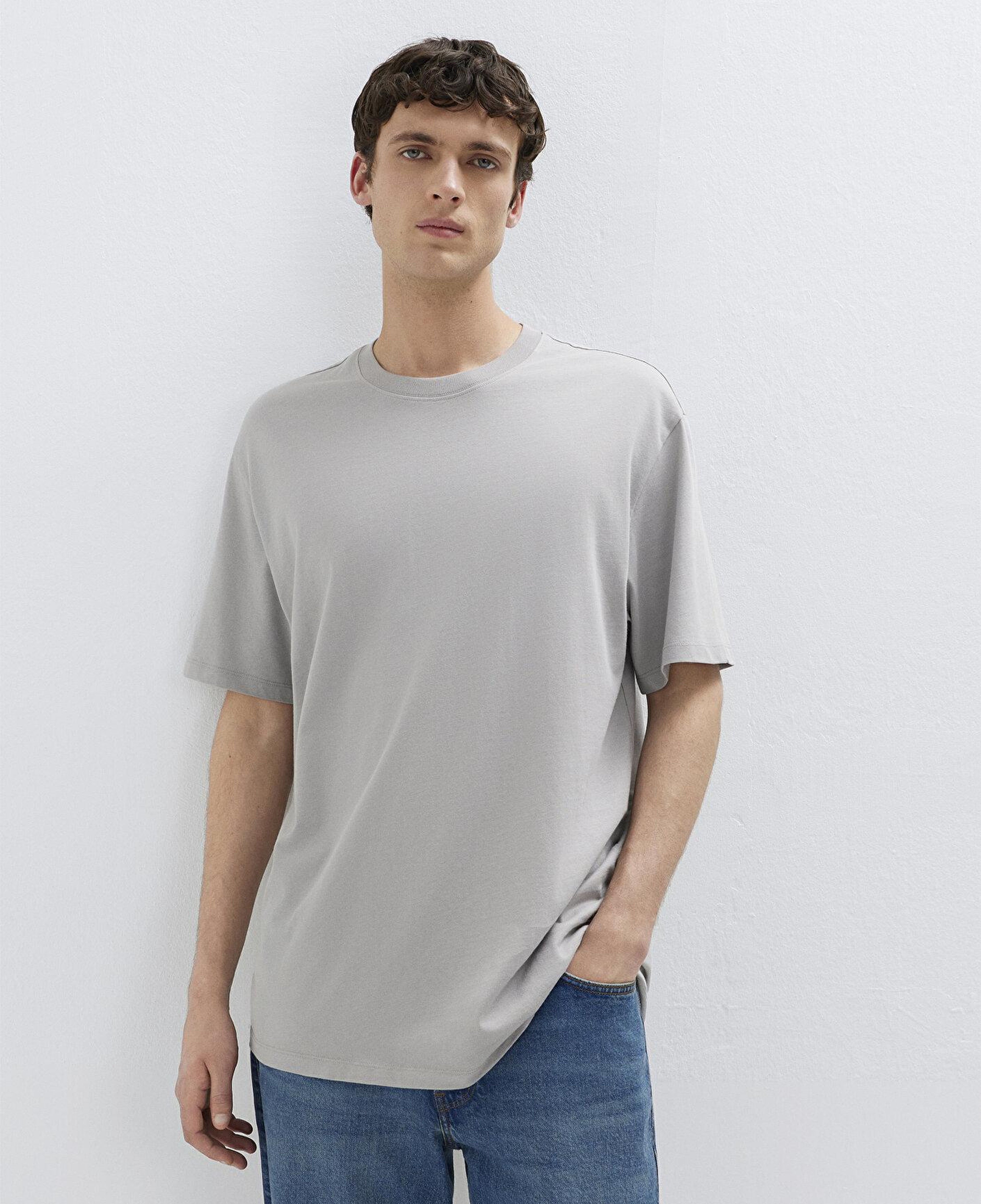 Mavi Gri Basic Tişört Loose Fit / Bol Rahat Kesim 066249-80615