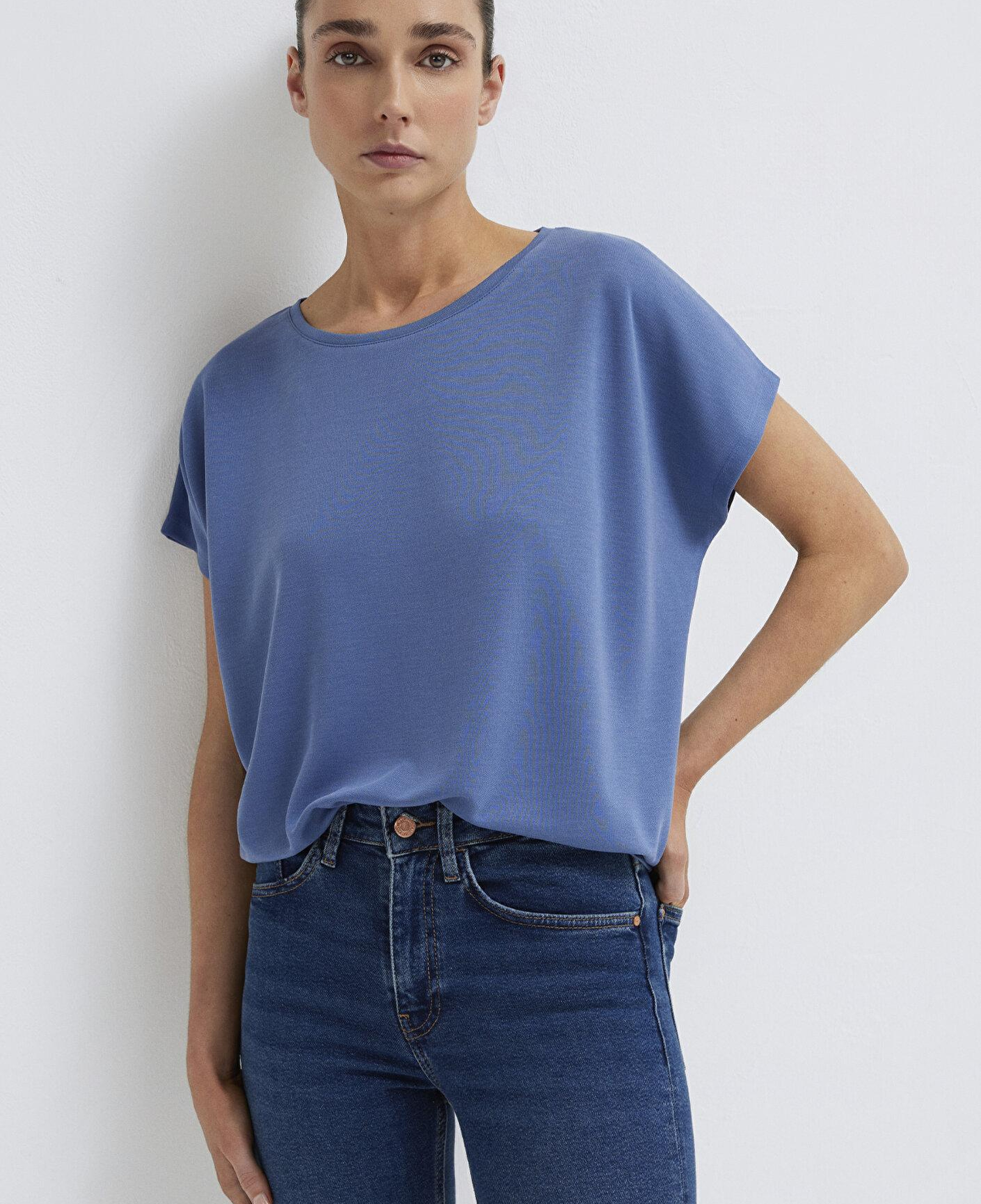 Mavi Soft-Premium Mavi (TENCEL™) Liyosel Karışımlı Tişört Loose Fit / Bol Rahat Kesim 167245-70738