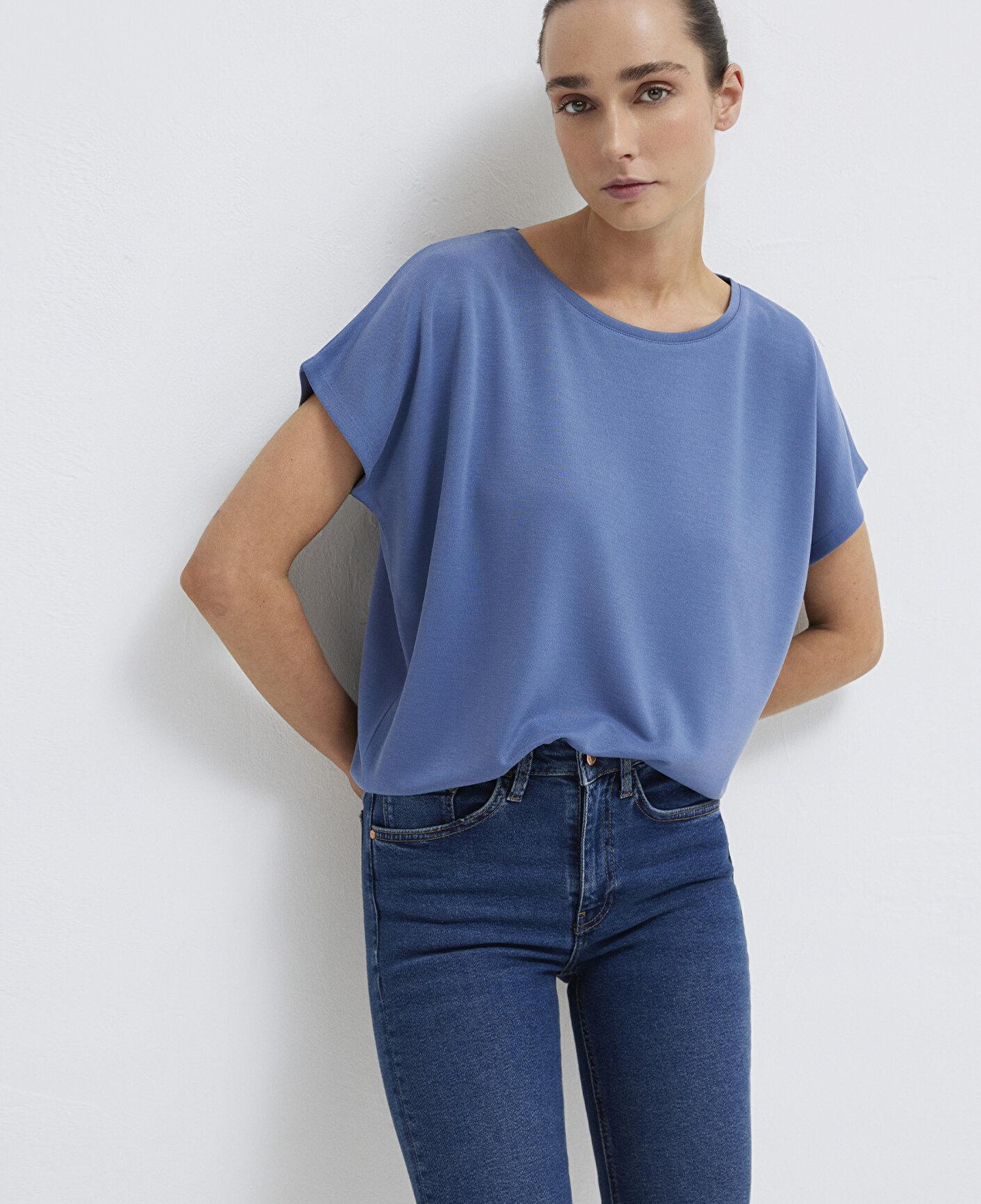 Mavi Soft-Premium Mavi (TENCEL™) Liyosel Karışımlı Tişört Loose Fit / Bol Rahat Kesim 167245-70738
