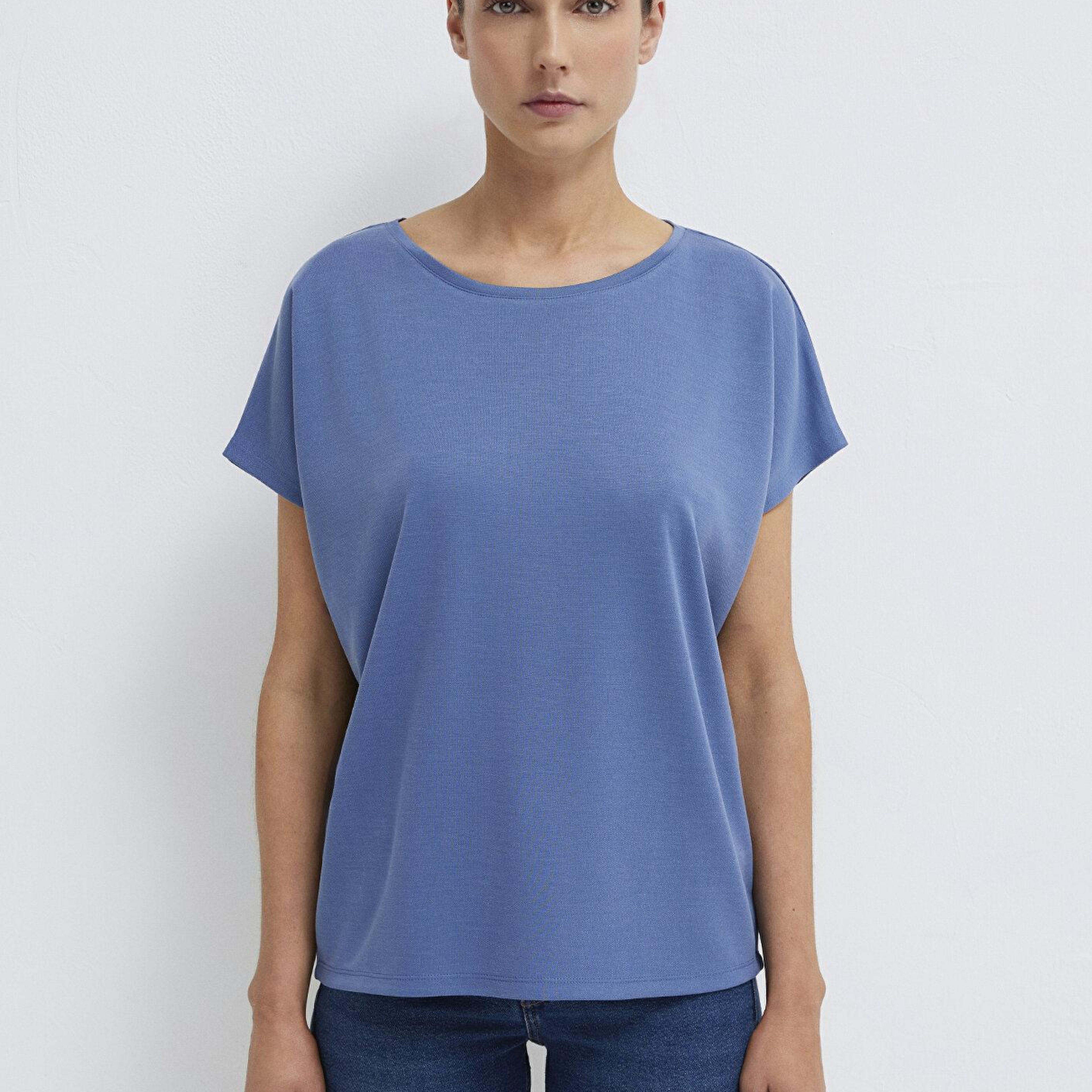Mavi Soft-Premium Mavi (TENCEL™) Liyosel Karışımlı Tişört Loose Fit / Bol Rahat Kesim 167245-70738