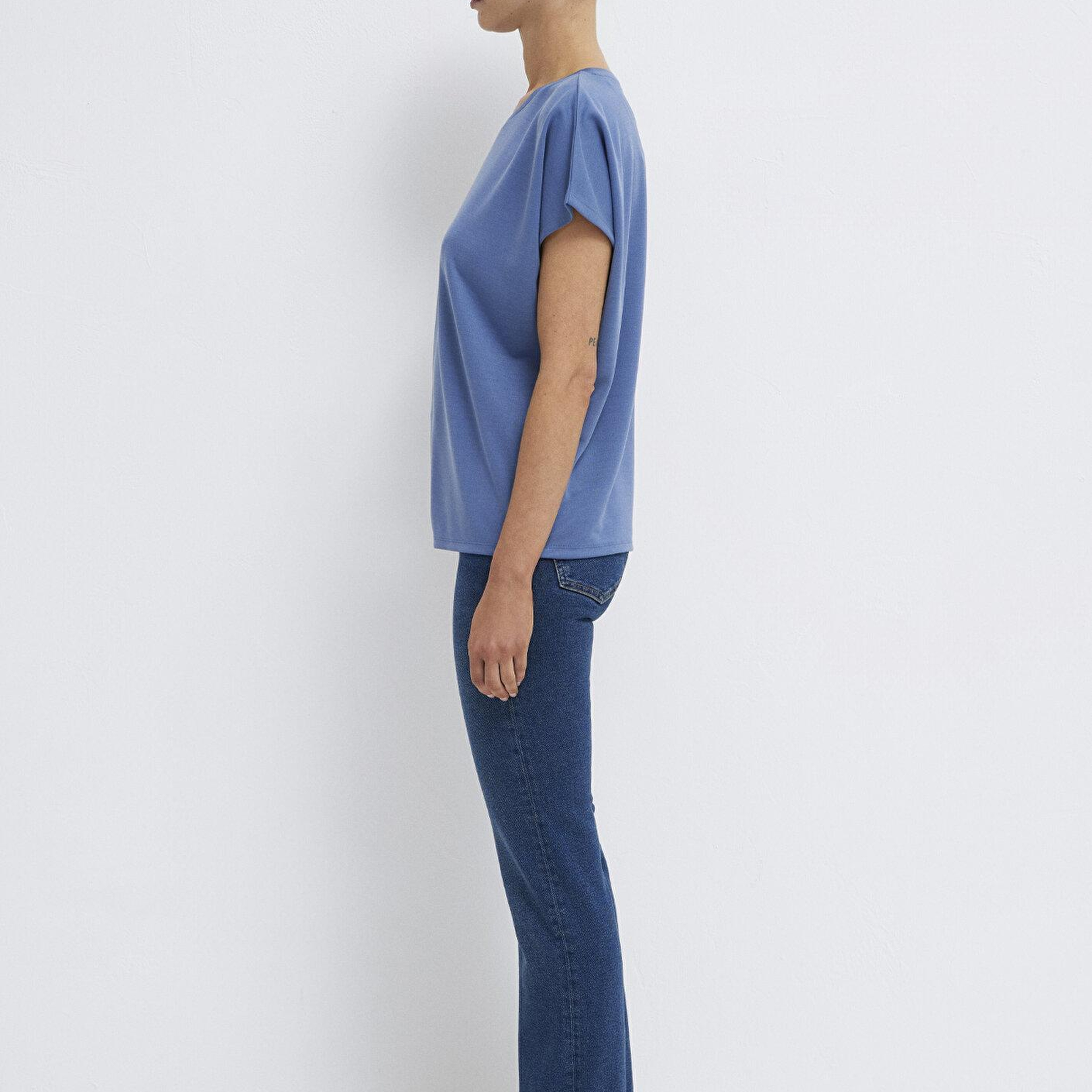 Mavi Soft-Premium Mavi (TENCEL™) Liyosel Karışımlı Tişört Loose Fit / Bol Rahat Kesim 167245-70738