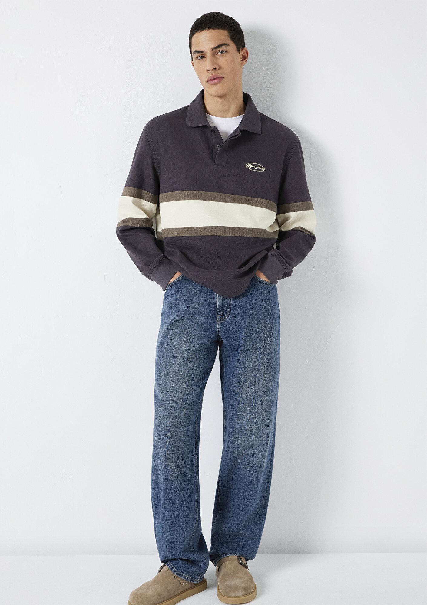 Mavi Mavi Jeans Nakışlı Polo Yaka Antrasit Sweatshirt 0S10575-70101