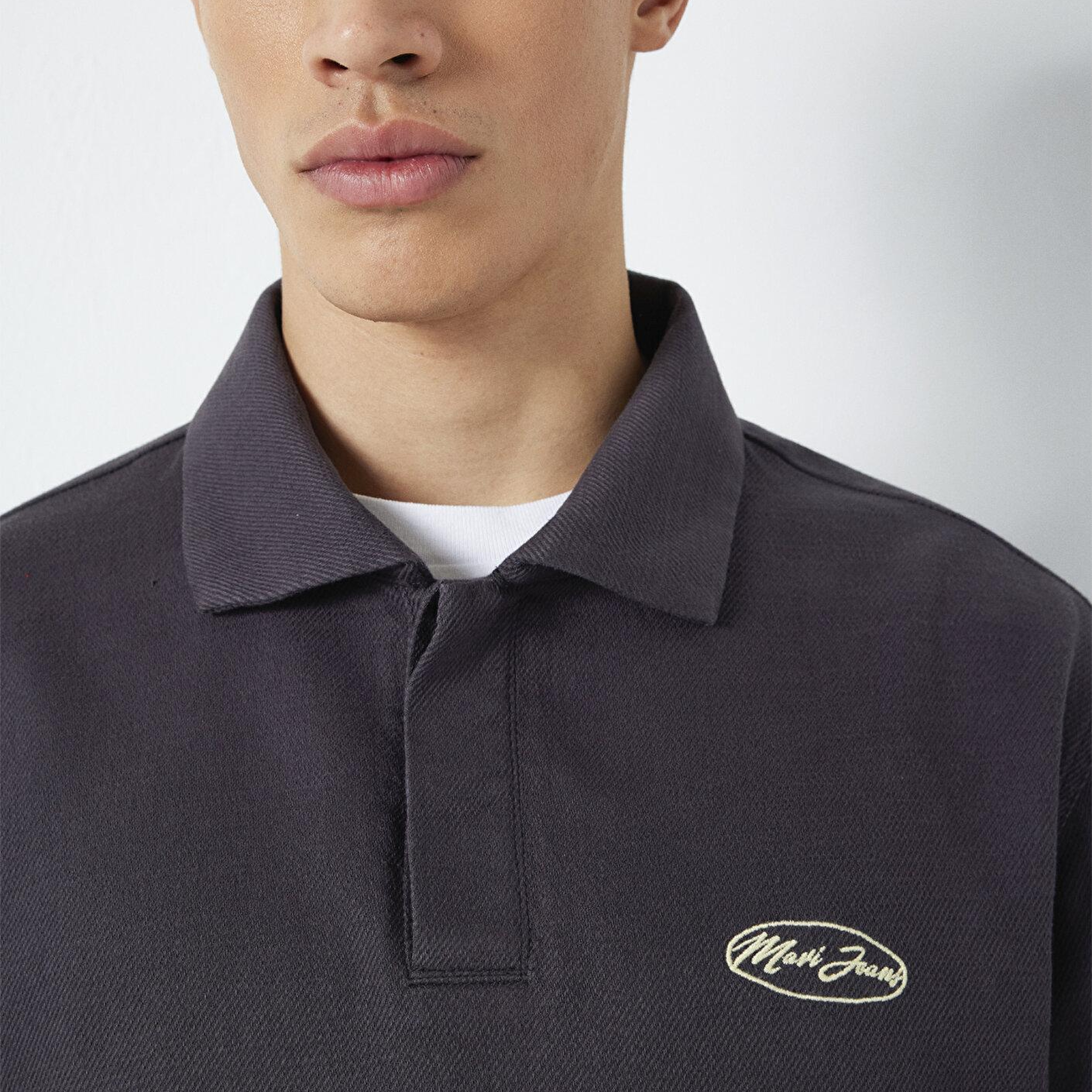 Mavi Mavi Jeans Nakışlı Polo Yaka Antrasit Sweatshirt 0S10575-70101