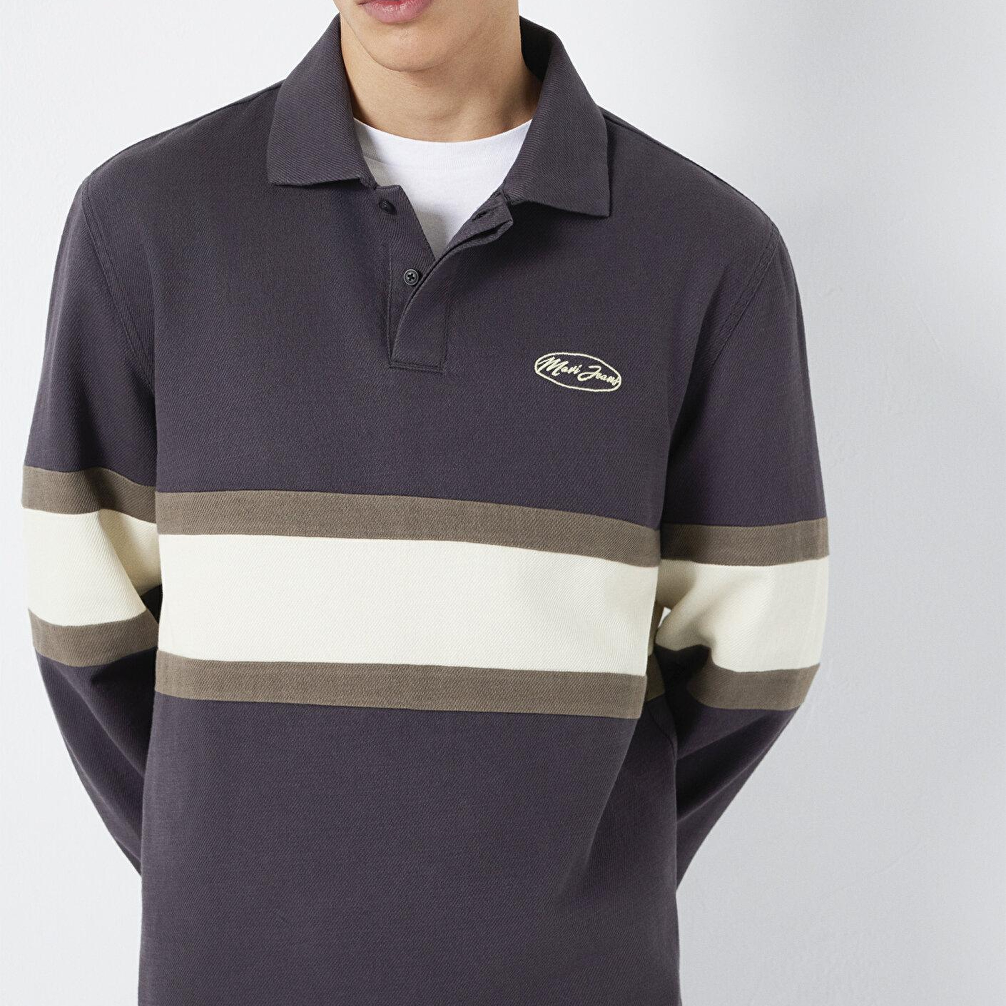 Mavi Mavi Jeans Nakışlı Polo Yaka Antrasit Sweatshirt 0S10575-70101