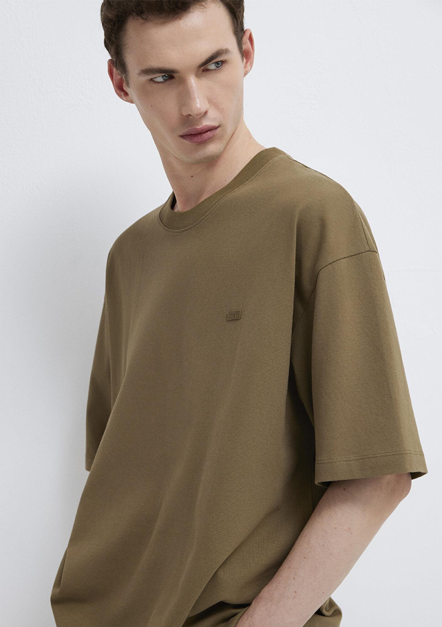Mavi Silikon Logo Baskılı Yeşil Basic Tişört Oversize / Geniş Kesim 0613188-71564
