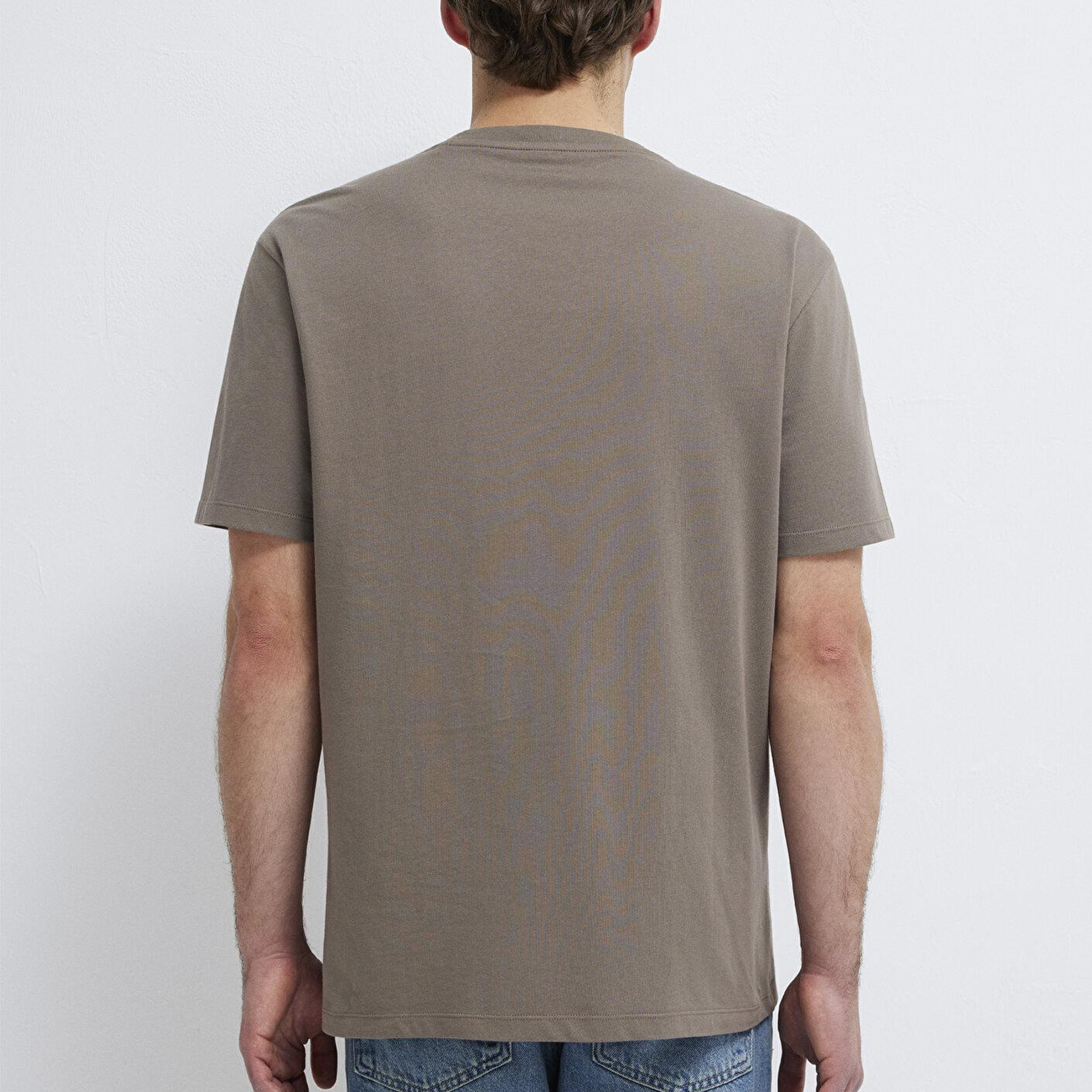 Mavi Kahverengi Basic Tişört Loose Fit / Bol Rahat Kesim 066249-87875