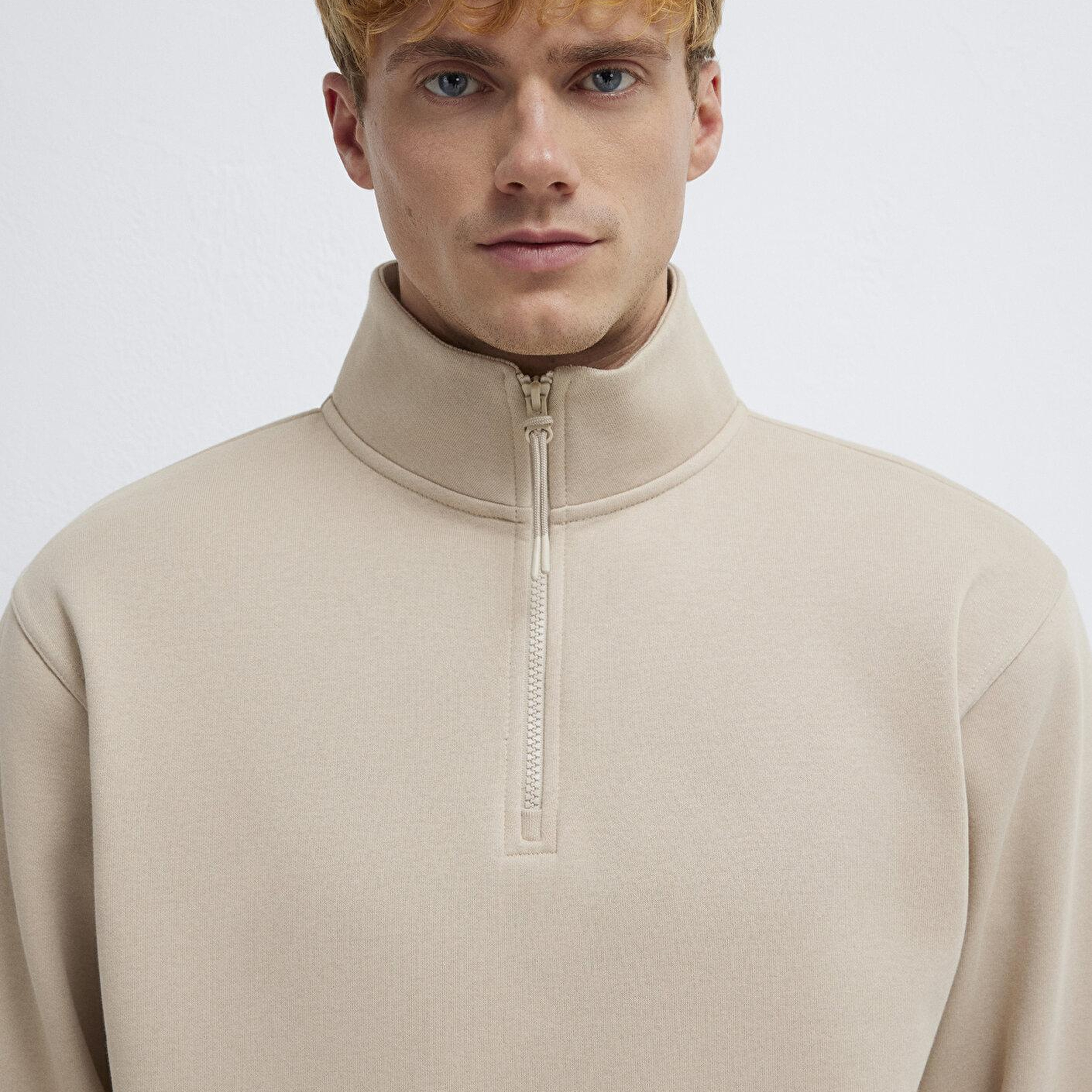 Mavi Yarı Fermuarlı Ekru Sweatshirt 0S10278-70004