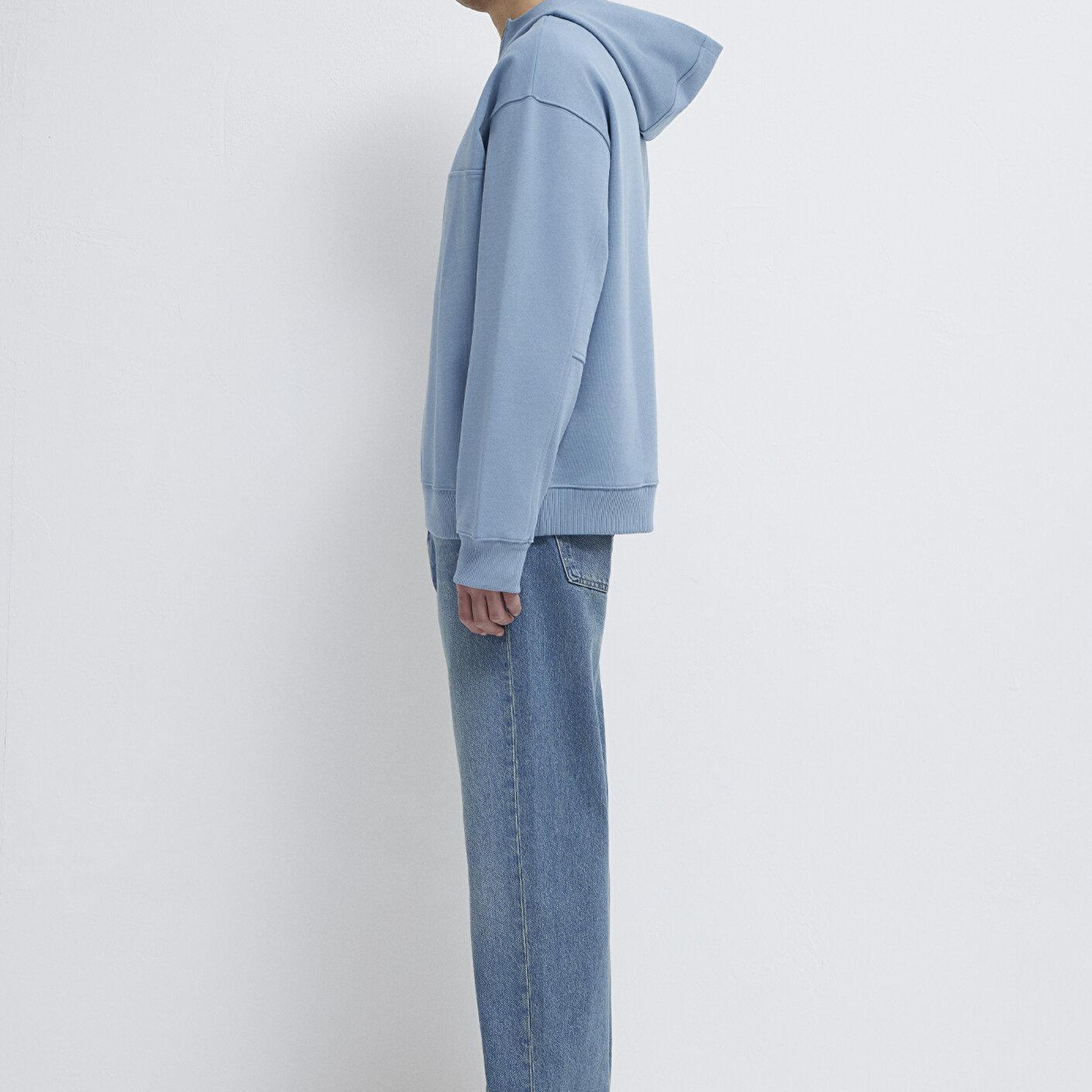 Mavi MVJNS Nakışlı Yarı Fermuarlı Mavi Sweatshirt 0S10543-86998