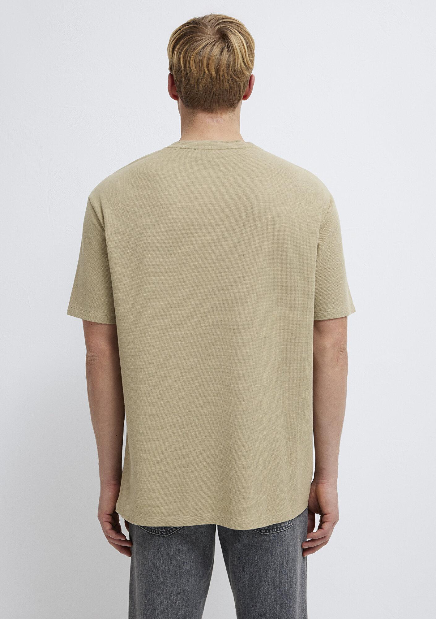 Mavi Bej Basic Tişört Loose Fit / Bol Rahat Kesim 0613153-70204