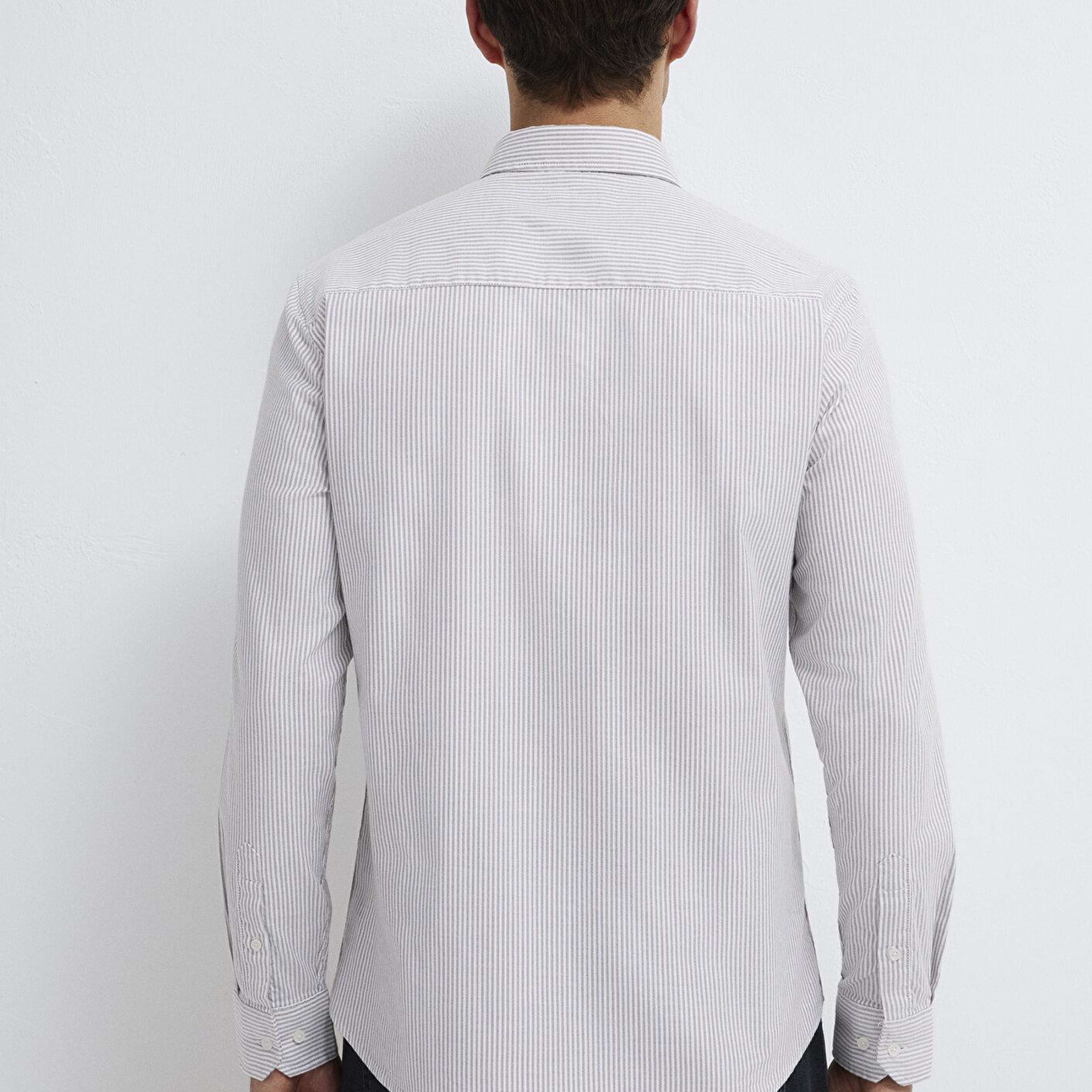 Mavi Gri Çizgili Beyaz Gömlek Slim Fit / Dar Kesim 0211916-91472
