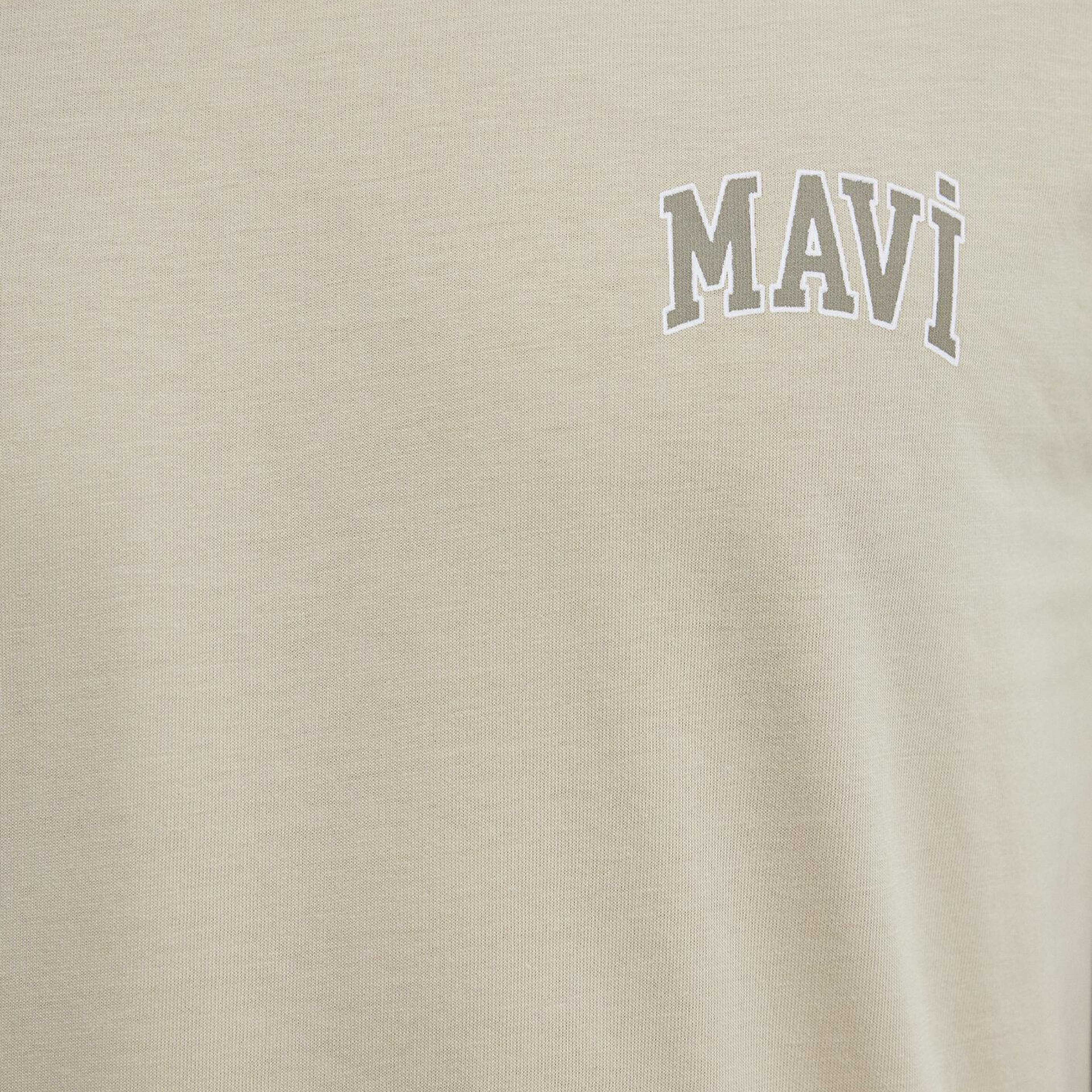 Mavi Mavi Logo Baskılı Bej Tişört Regular Fit / Normal Kesim 0611714-70325