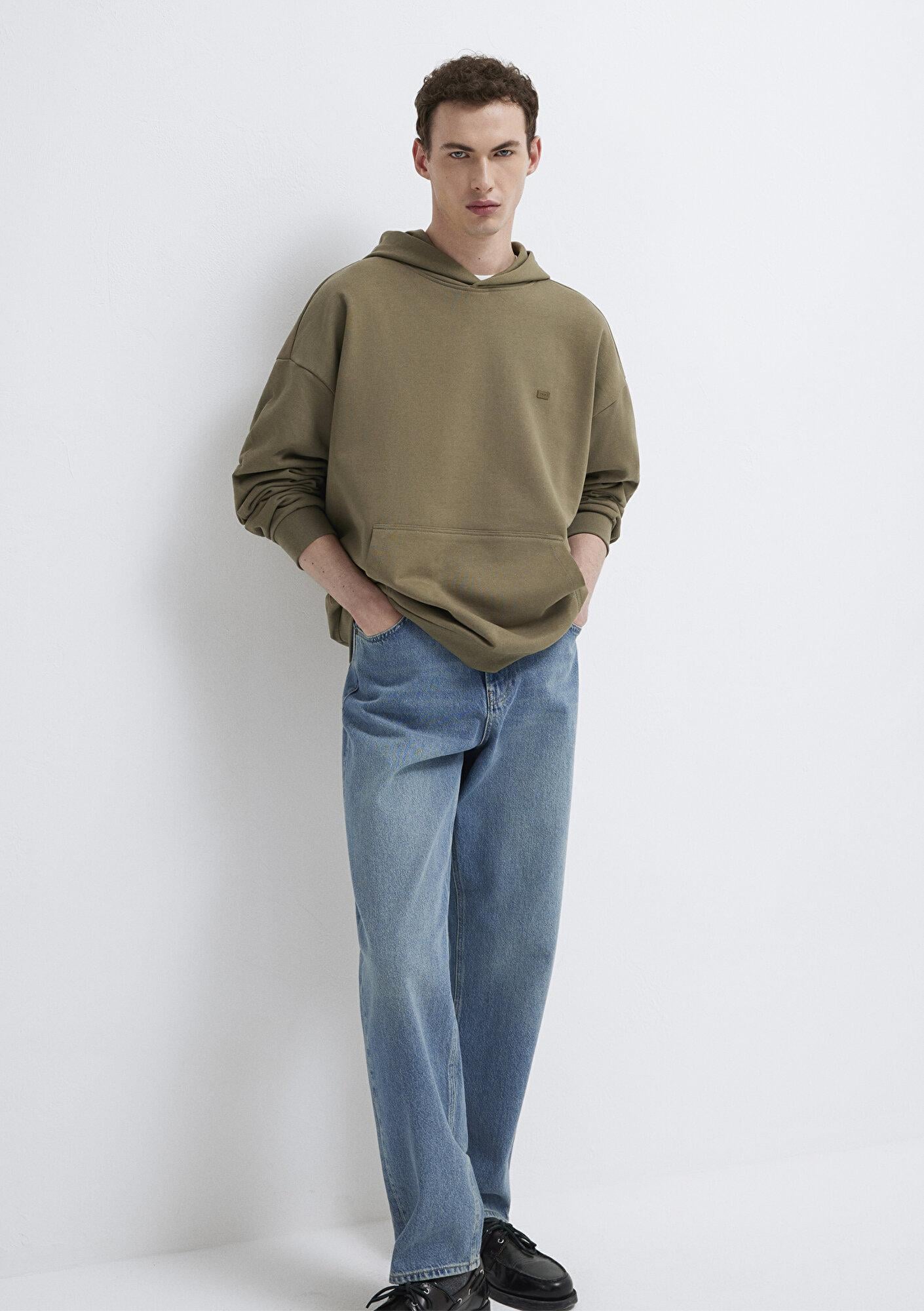 Mavi Kapüşonlu Haki Sweatshirt 0S10416-71564