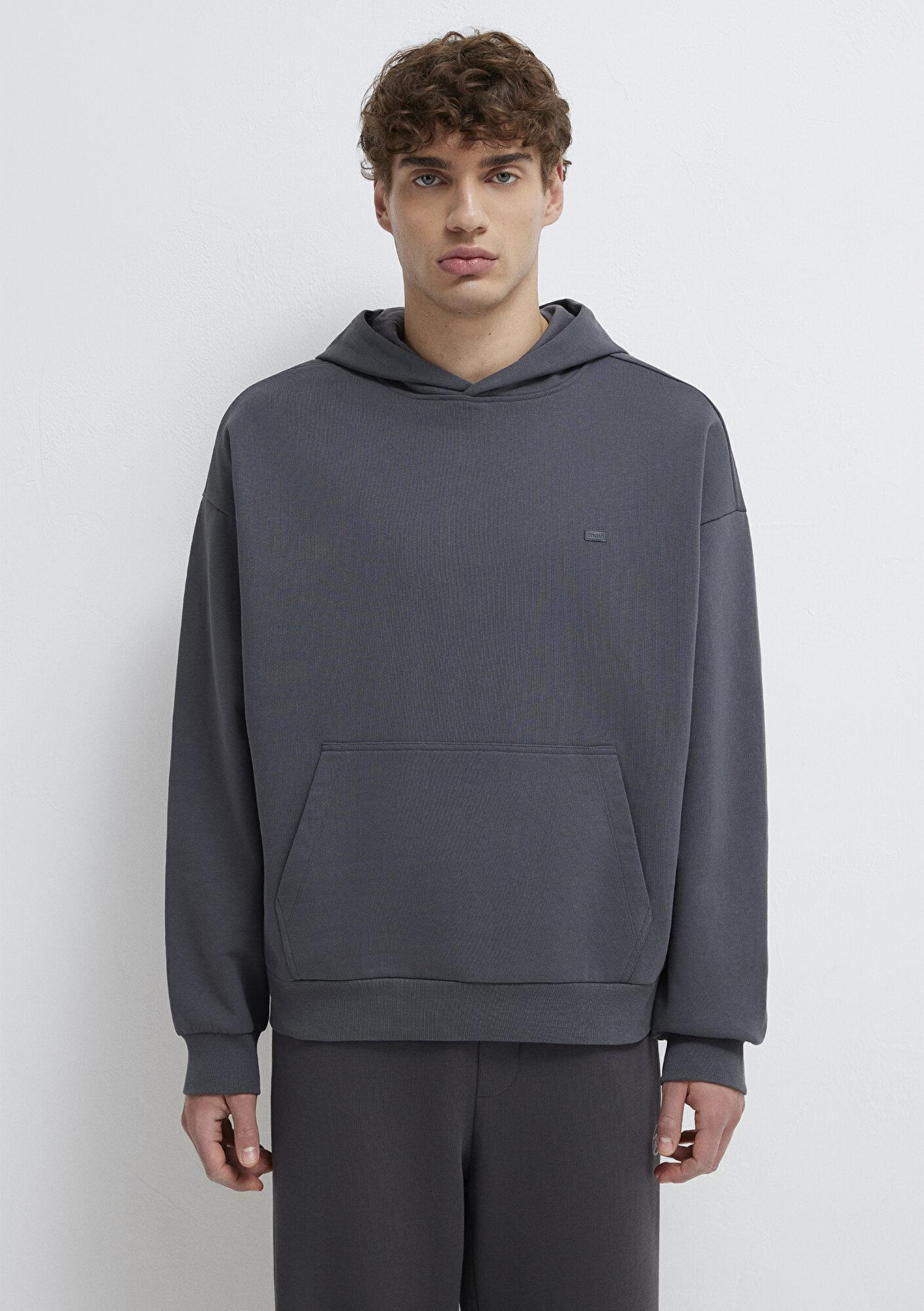 Mavi Kapüşonlu Antrasit Sweatshirt 0S10416-80955