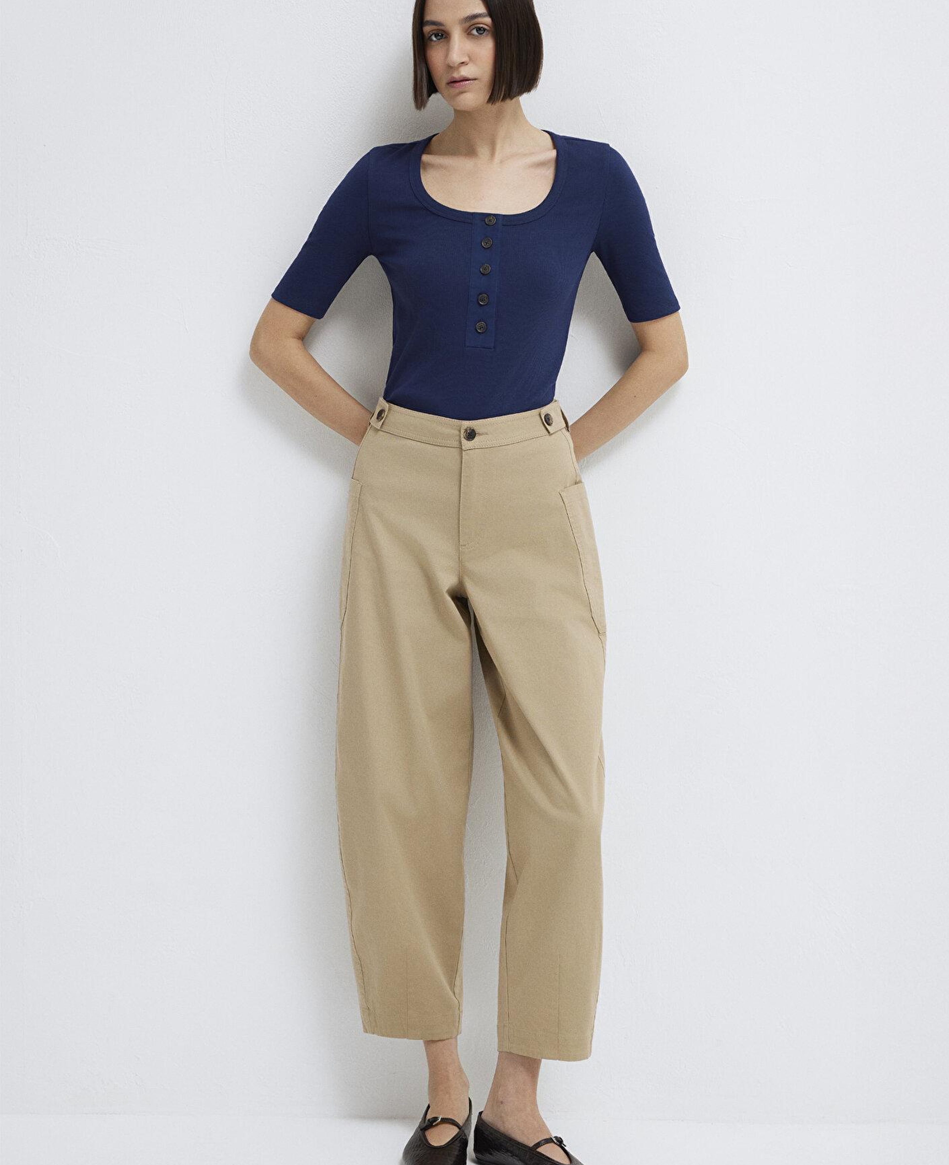 Mavi Yarı Düğmeli Lacivert Tişört Fitted / Vücuda Oturan Kesim 1613751-70497