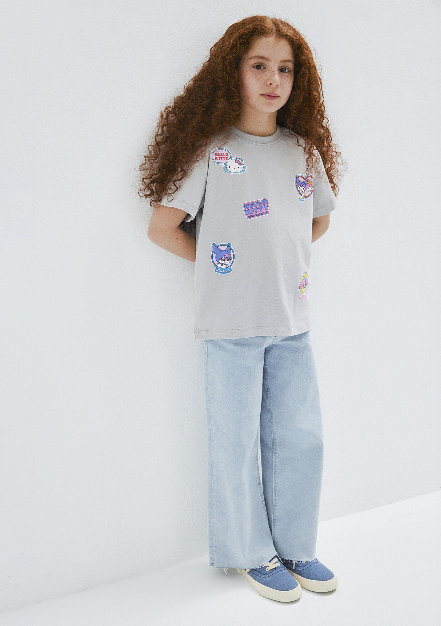 Mavi Hello Kitty Baskılı Gri Tişört Loose Fit / Bol Rahat Kesim 7610423-70075