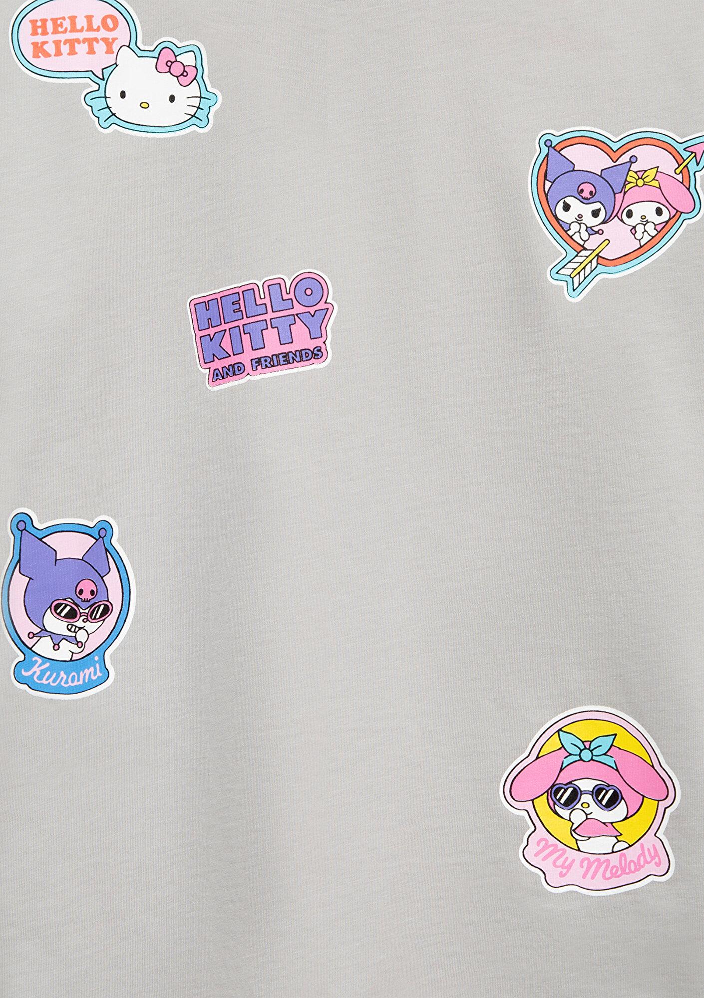 Mavi Hello Kitty Baskılı Gri Tişört Loose Fit / Bol Rahat Kesim 7610423-70075