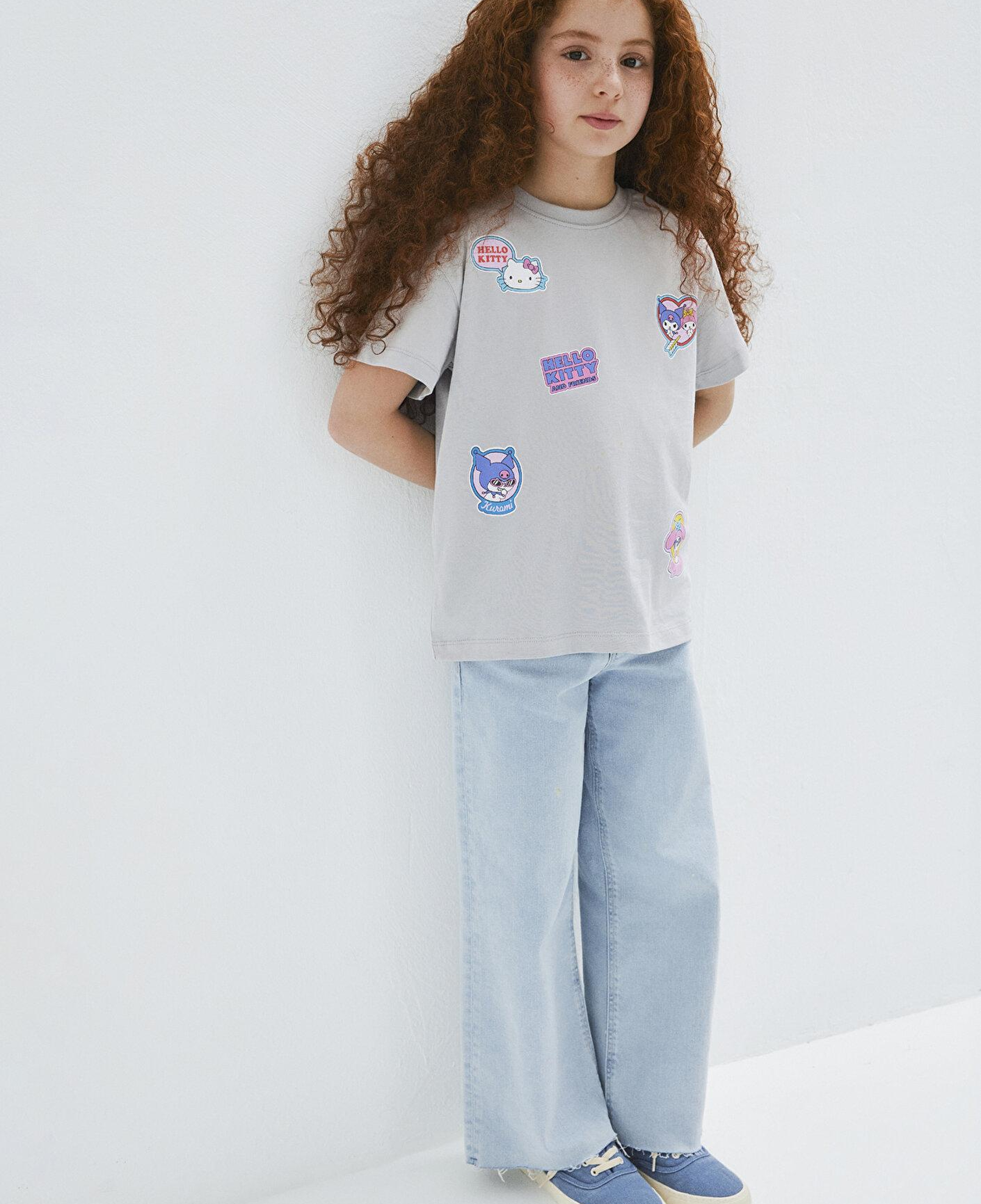 Mavi Hello Kitty Baskılı Gri Tişört Loose Fit / Bol Rahat Kesim 7610423-70075