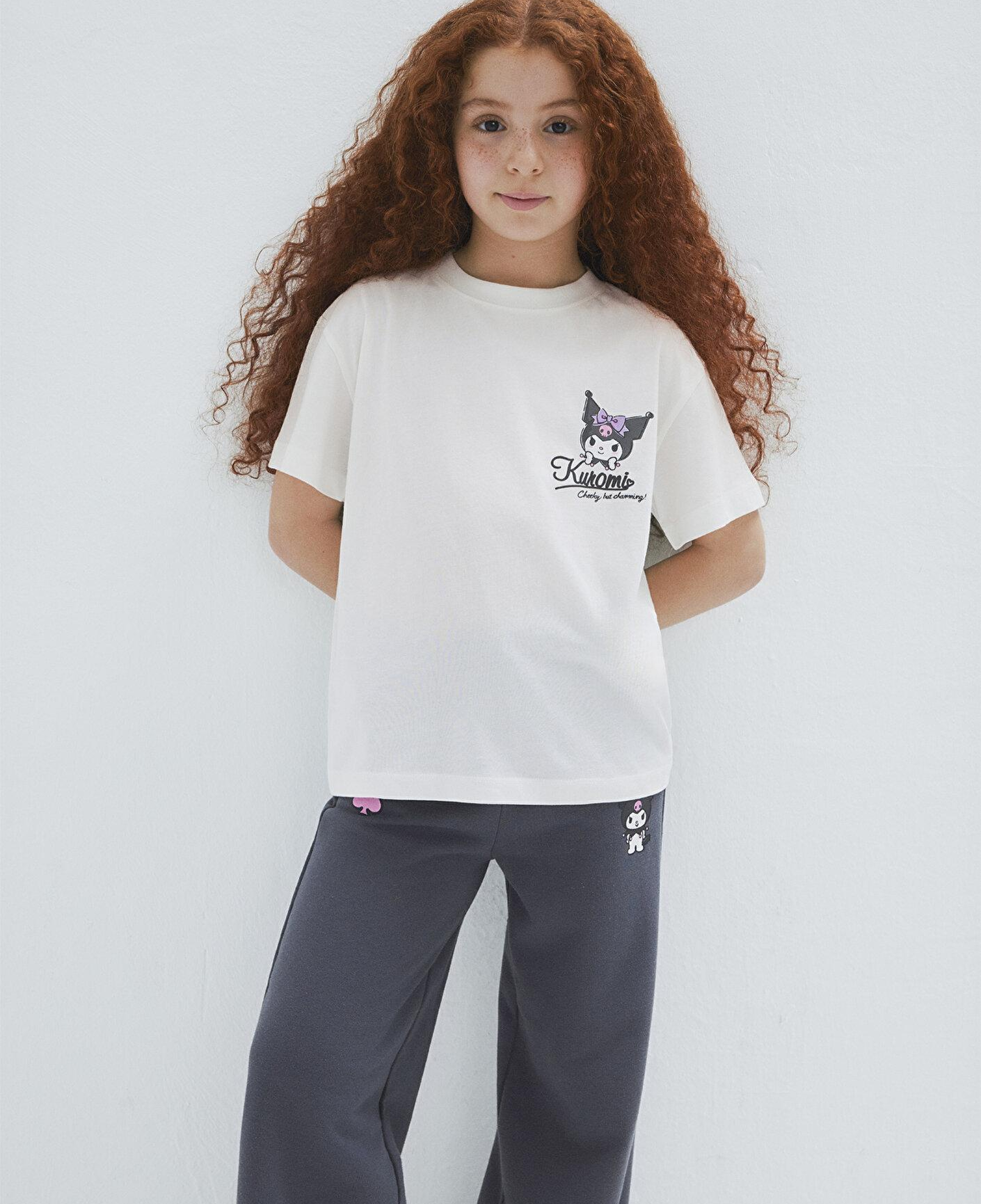 Mavi Kuromi Baskılı Ekru Tişört Loose Fit / Bol Rahat Kesim 7610413-70057