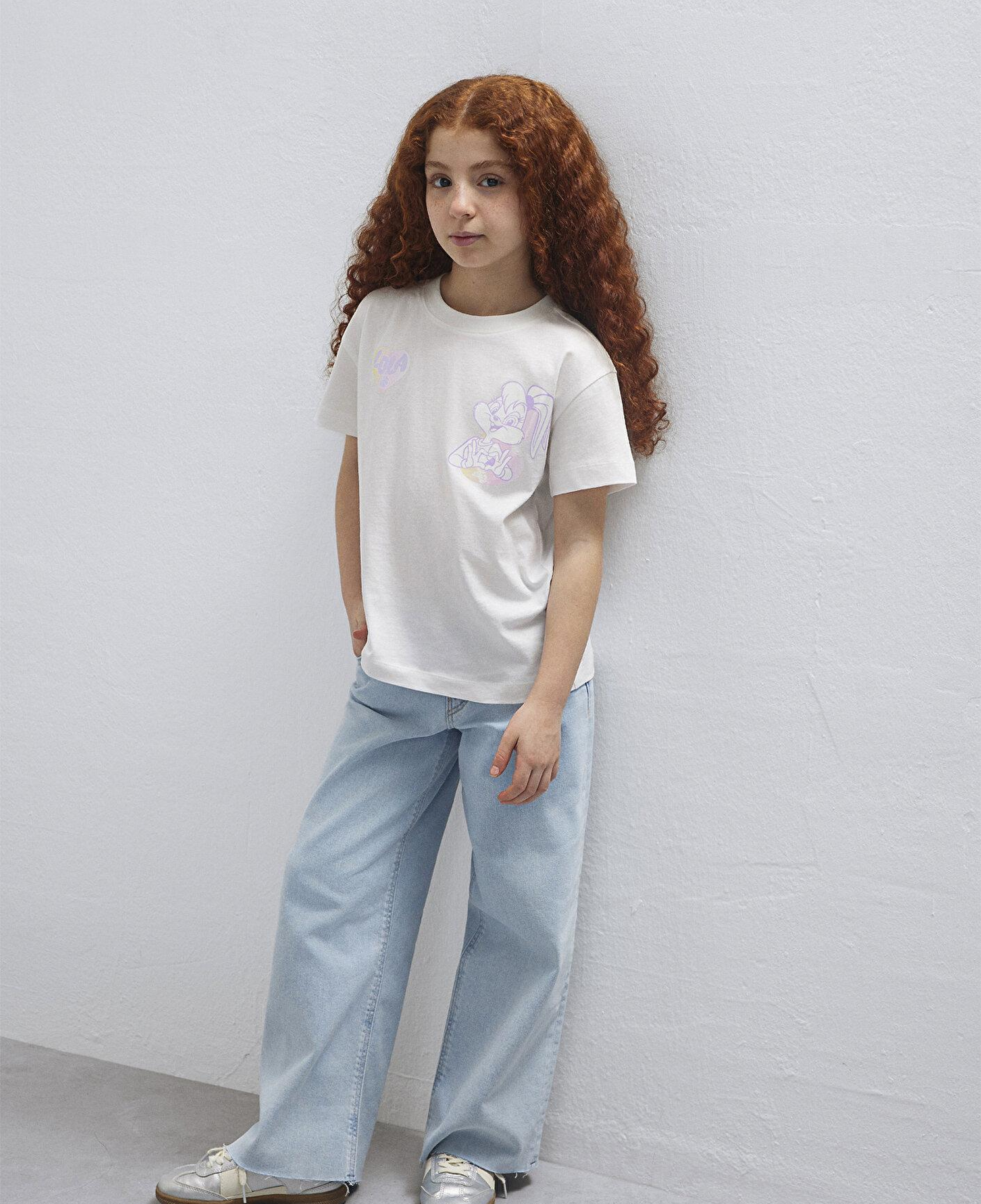 Mavi Lola Bunny Baskılı Ekru Tişört Loose Fit / Bol Rahat Kesim 7610417-70057