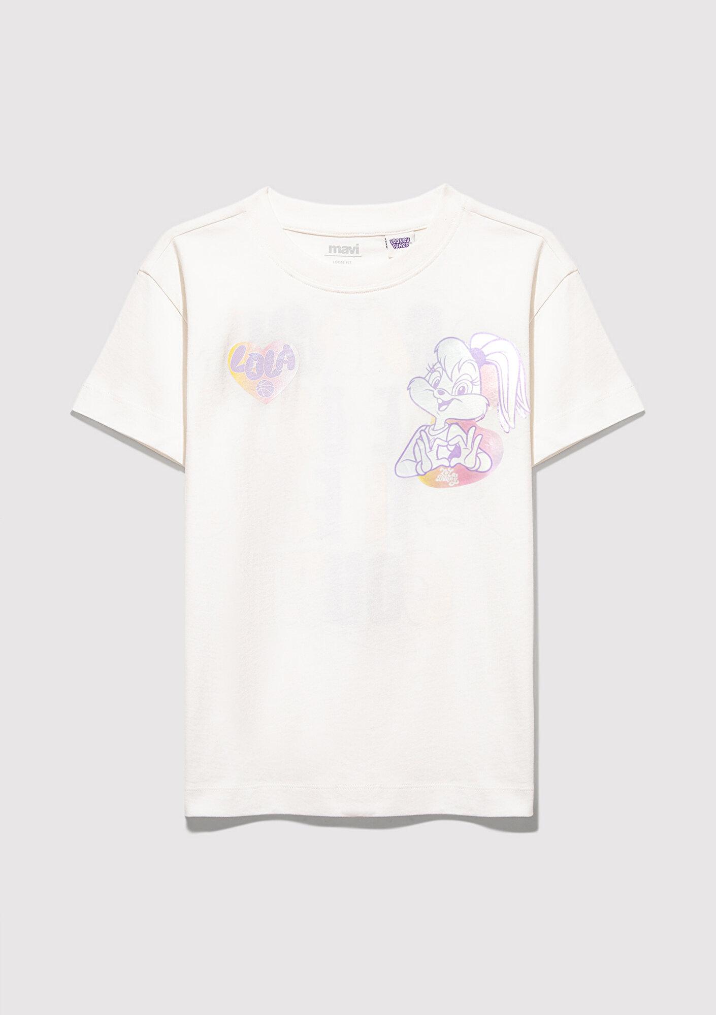 Mavi Lola Bunny Baskılı Ekru Tişört Loose Fit / Bol Rahat Kesim 7610417-70057