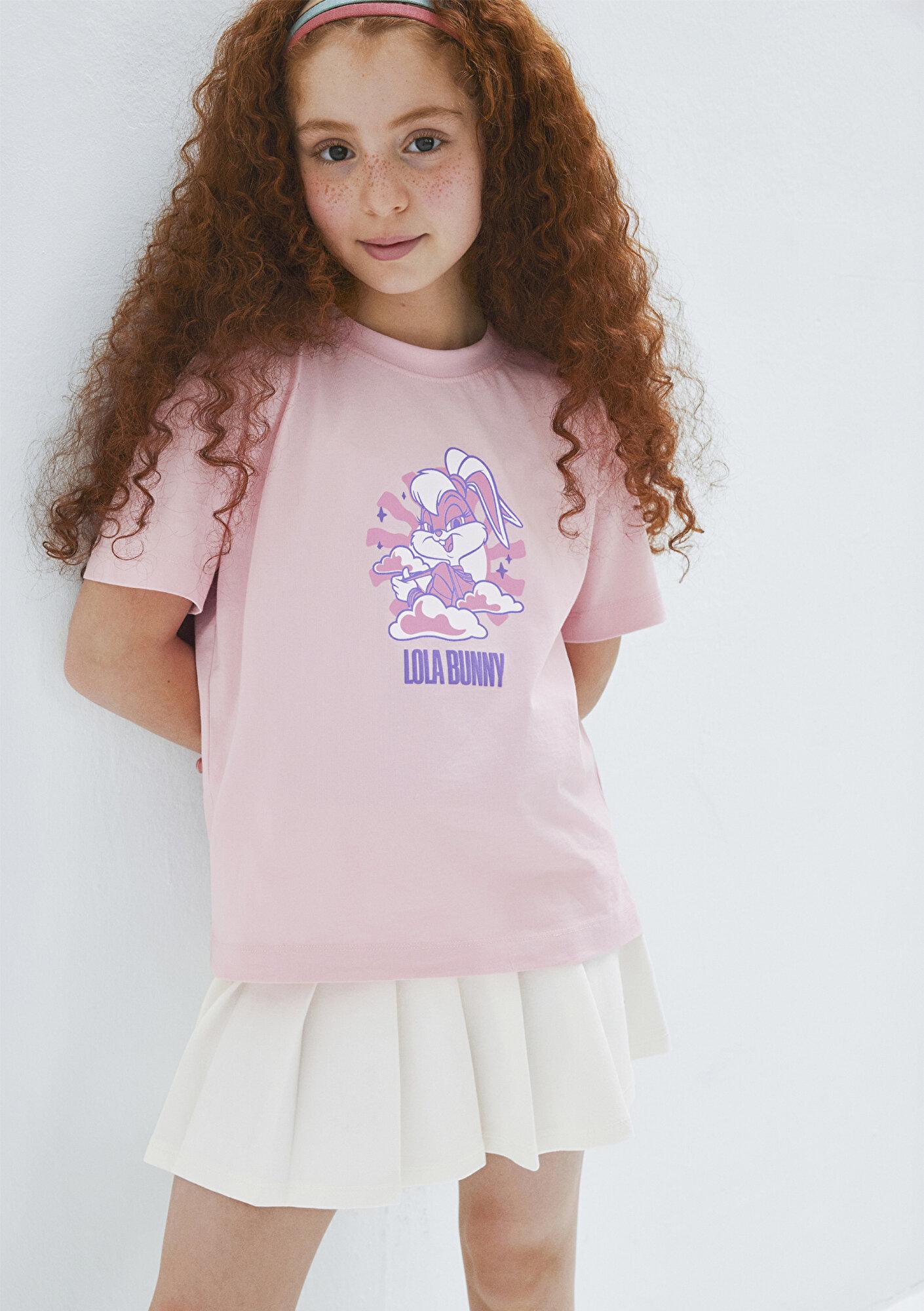 Mavi Lola Bunny Baskılı Pembe Tişört Loose Fit / Bol Rahat Kesim 7610415-71007