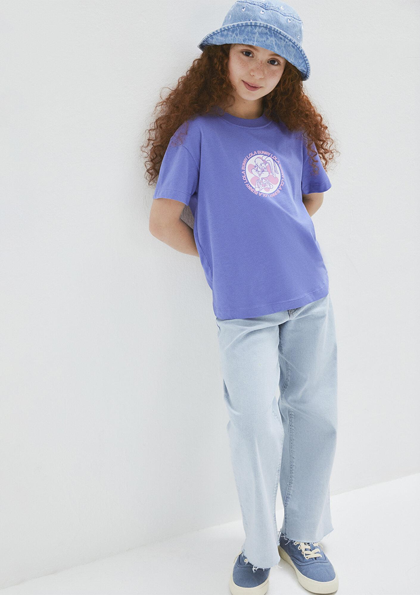 Mavi Lola Bunny Baskılı Mor Tişört Loose Fit / Bol Rahat Kesim 7610416-70662
