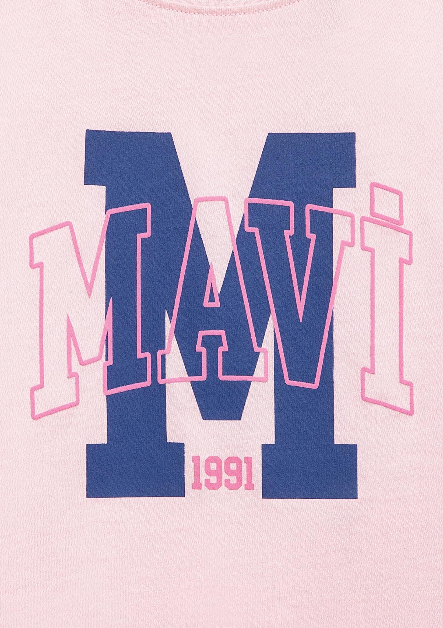Mavi M Logo Baskılı Pembe Tişört Loose Fit / Bol Rahat Kesim 7610390-71007