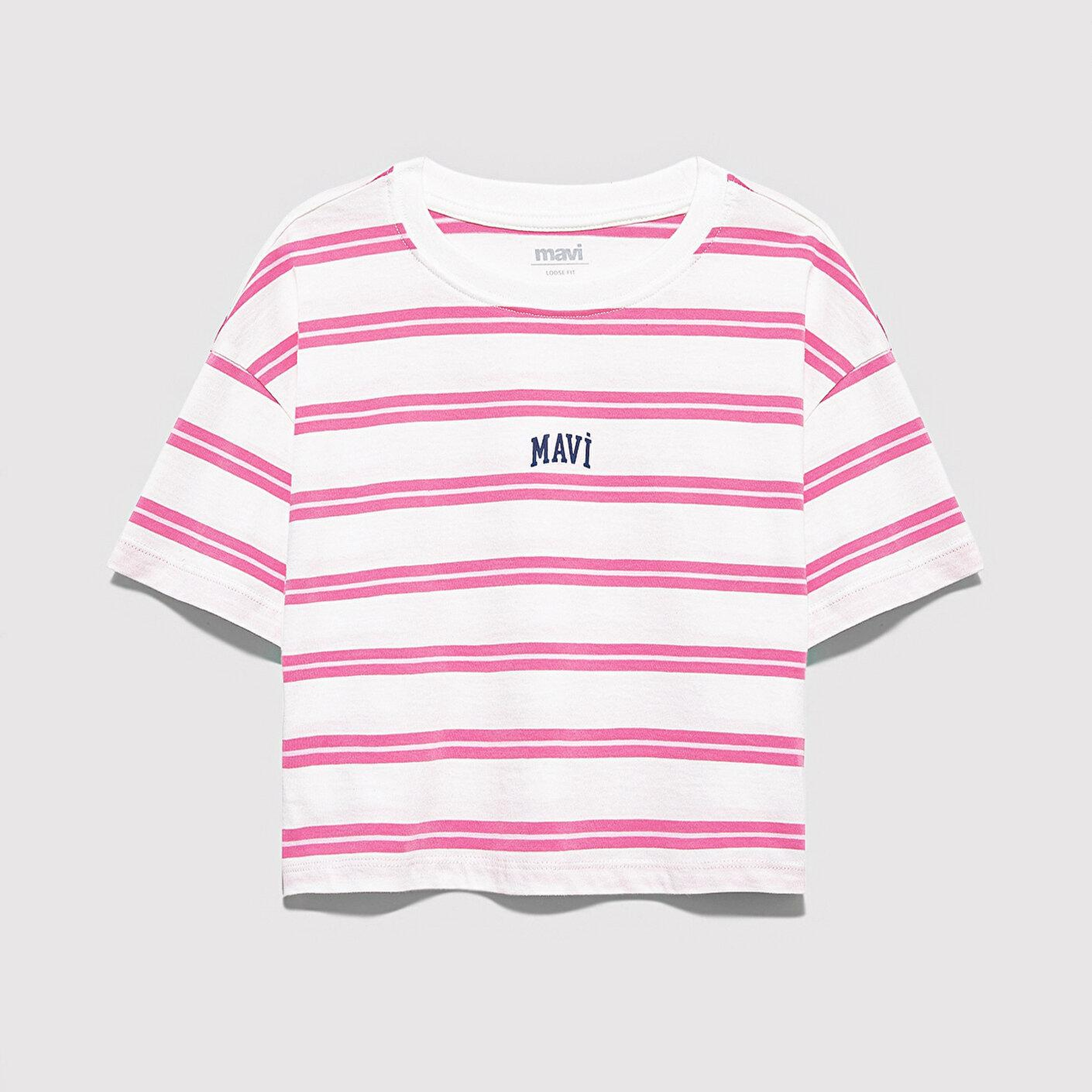 Mavi Mavi Logo Baskılı Ekru Tişört Loose Fit / Bol Rahat Kesim 7610387-91358