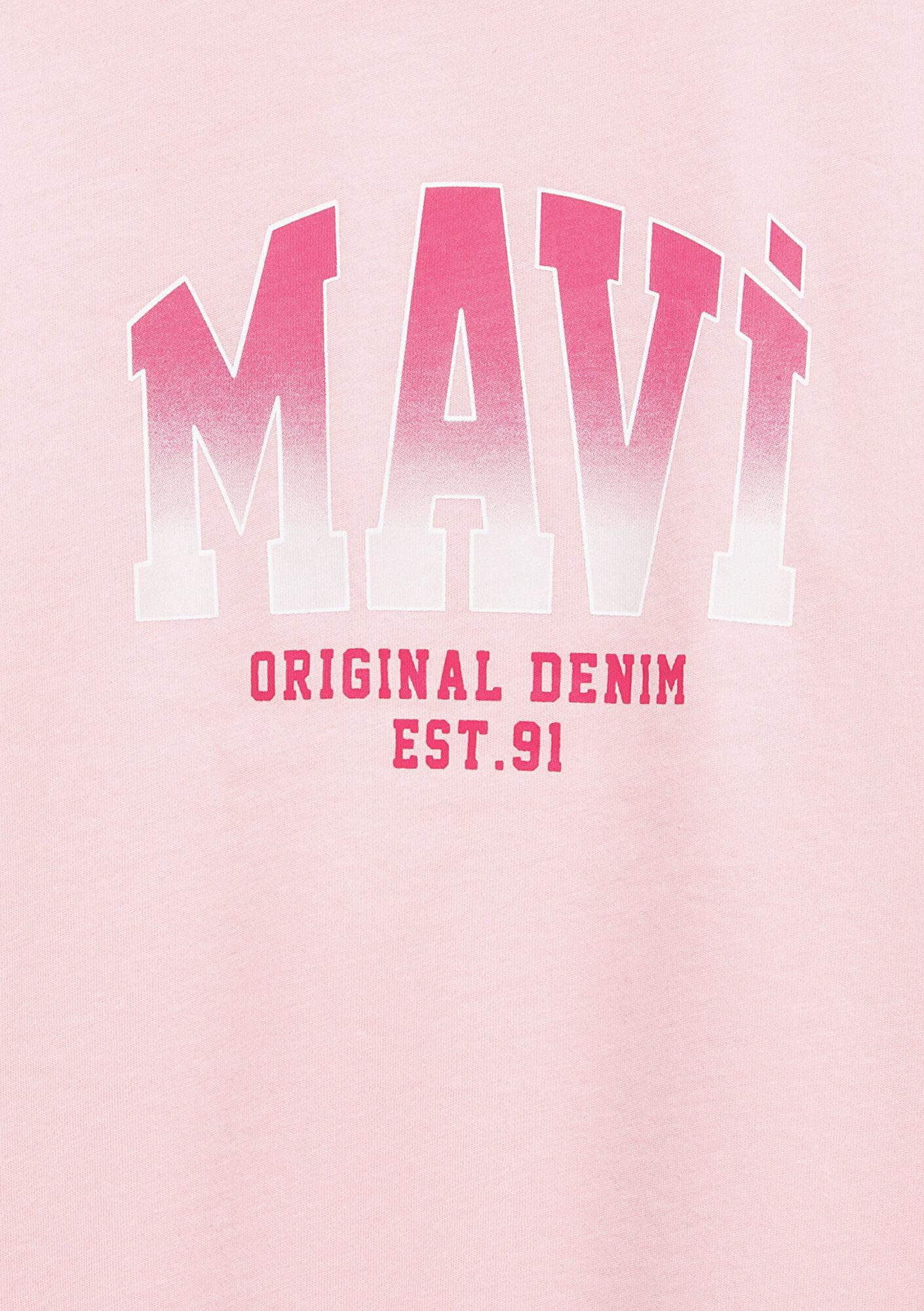 Mavi Mavi Logo Baskılı Pembe Tişört Loose Fit / Bol Rahat Kesim 7610386-71007