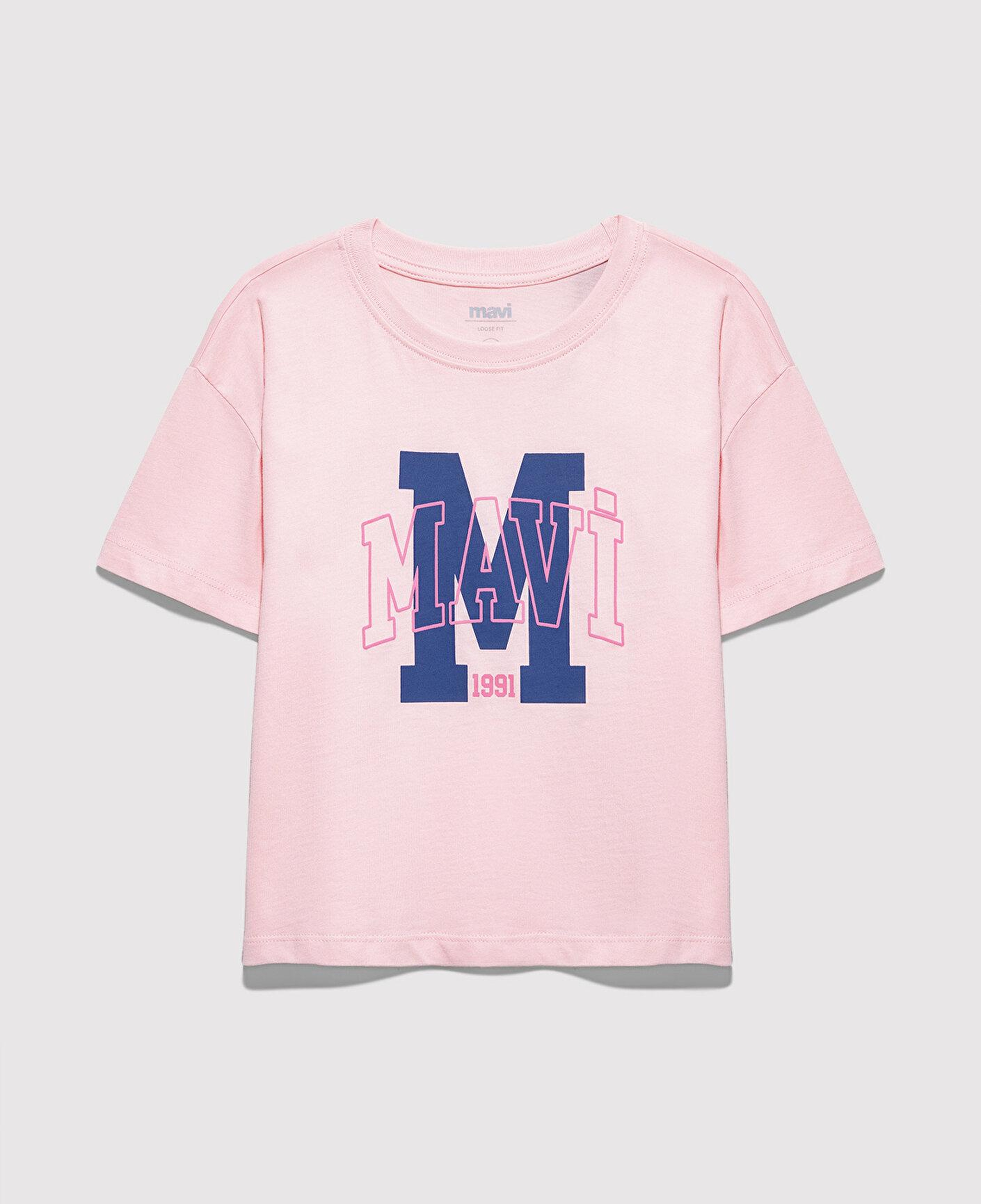 Mavi M Logo Baskılı Pembe Tişört Loose Fit / Bol Rahat Kesim 7610390-71007