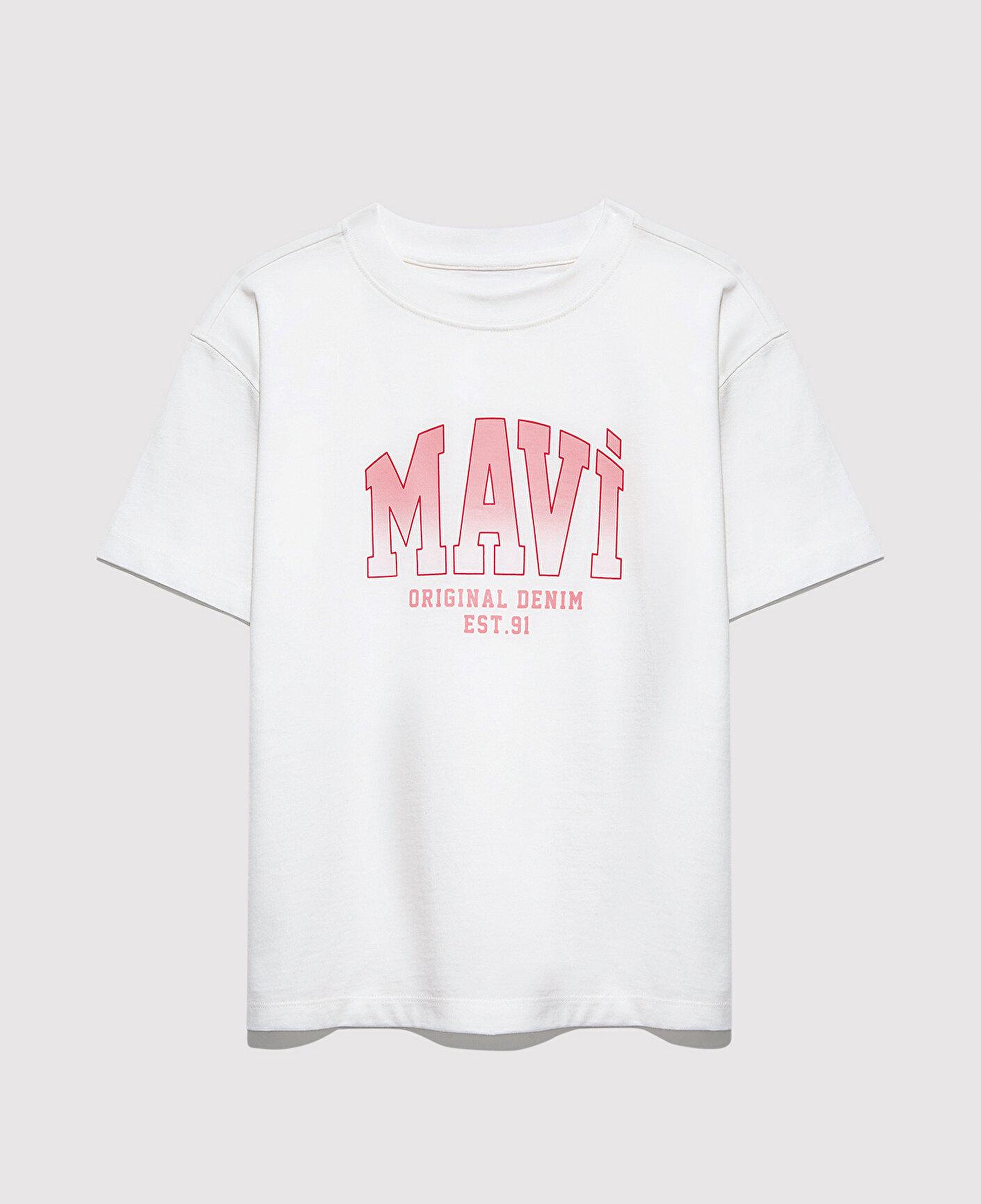 Mavi Mavi Logo Baskılı Ekru Tişört Loose Fit / Bol Rahat Kesim 7610386-70057