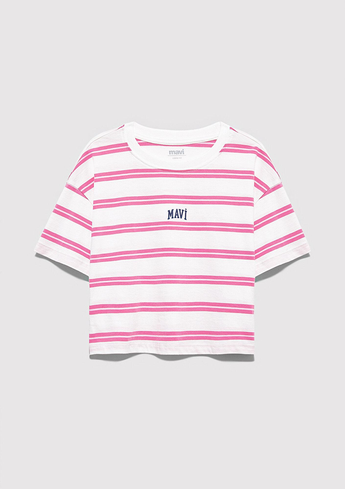 Mavi Mavi Logo Baskılı Ekru Tişört Loose Fit / Bol Rahat Kesim 7610387-91358