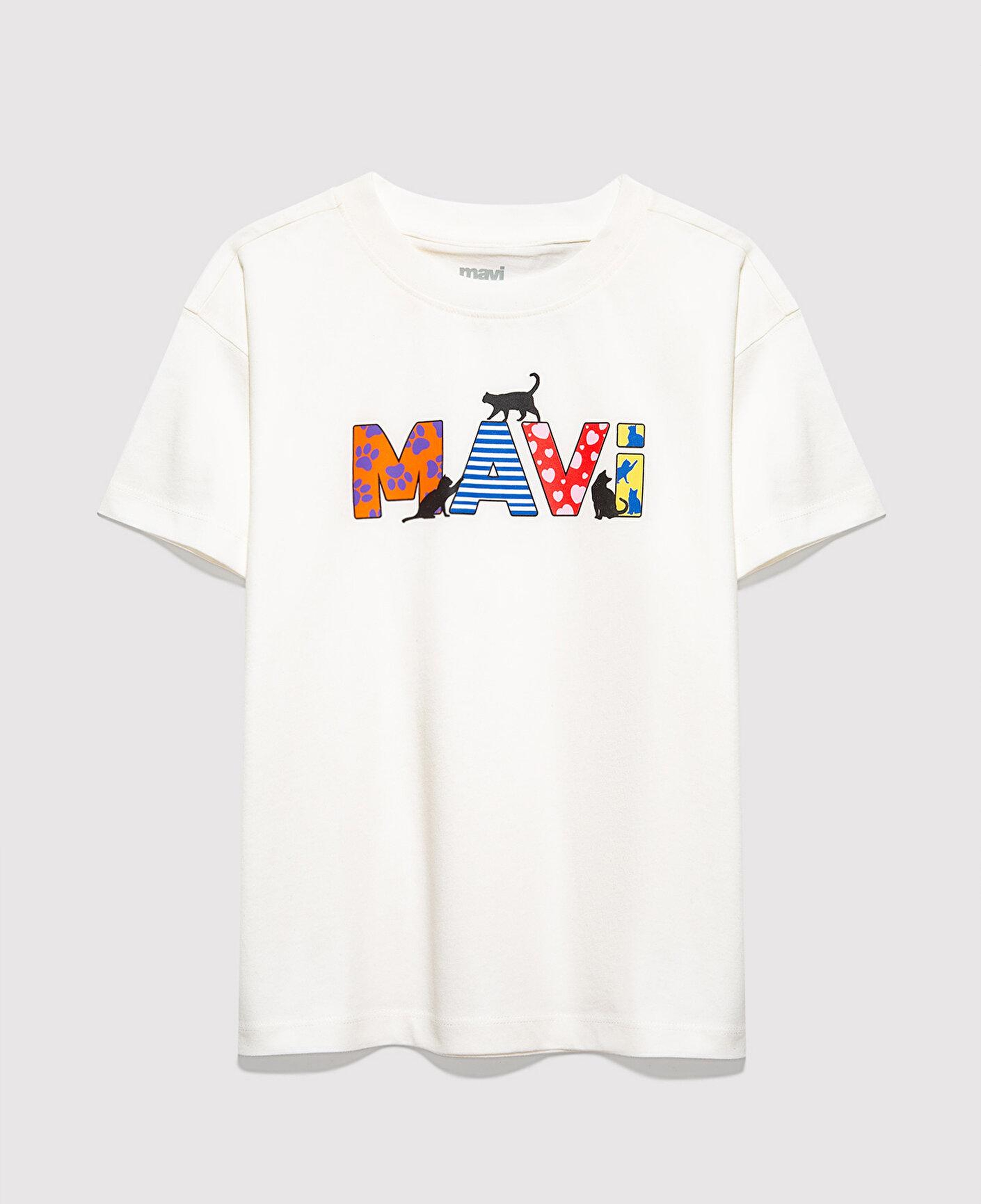 Mavi Mavi Logo Baskılı Ekru Tişört Loose Fit / Bol Rahat Kesim 7610426-70057