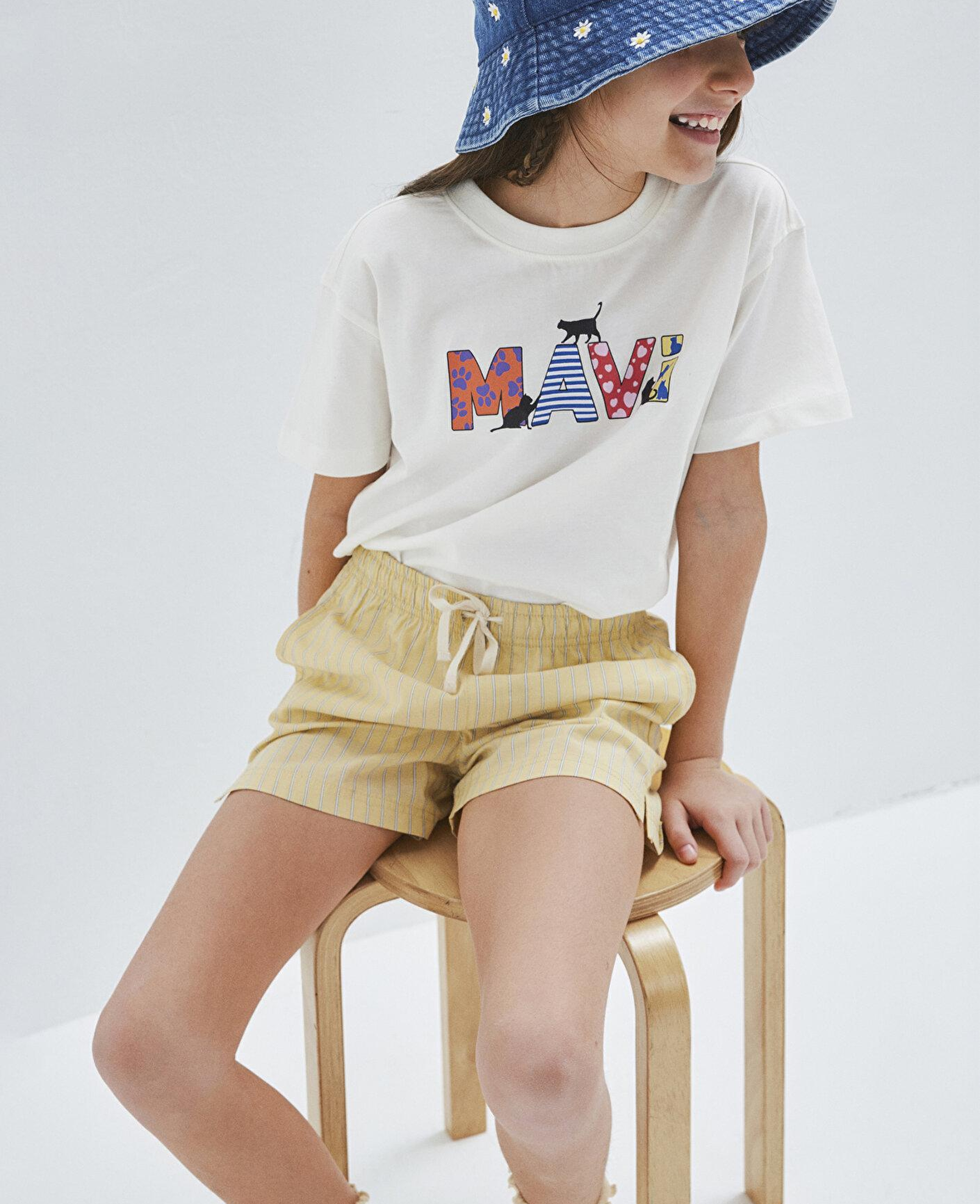 Mavi Mavi Logo Baskılı Ekru Tişört Loose Fit / Bol Rahat Kesim 7610426-70057