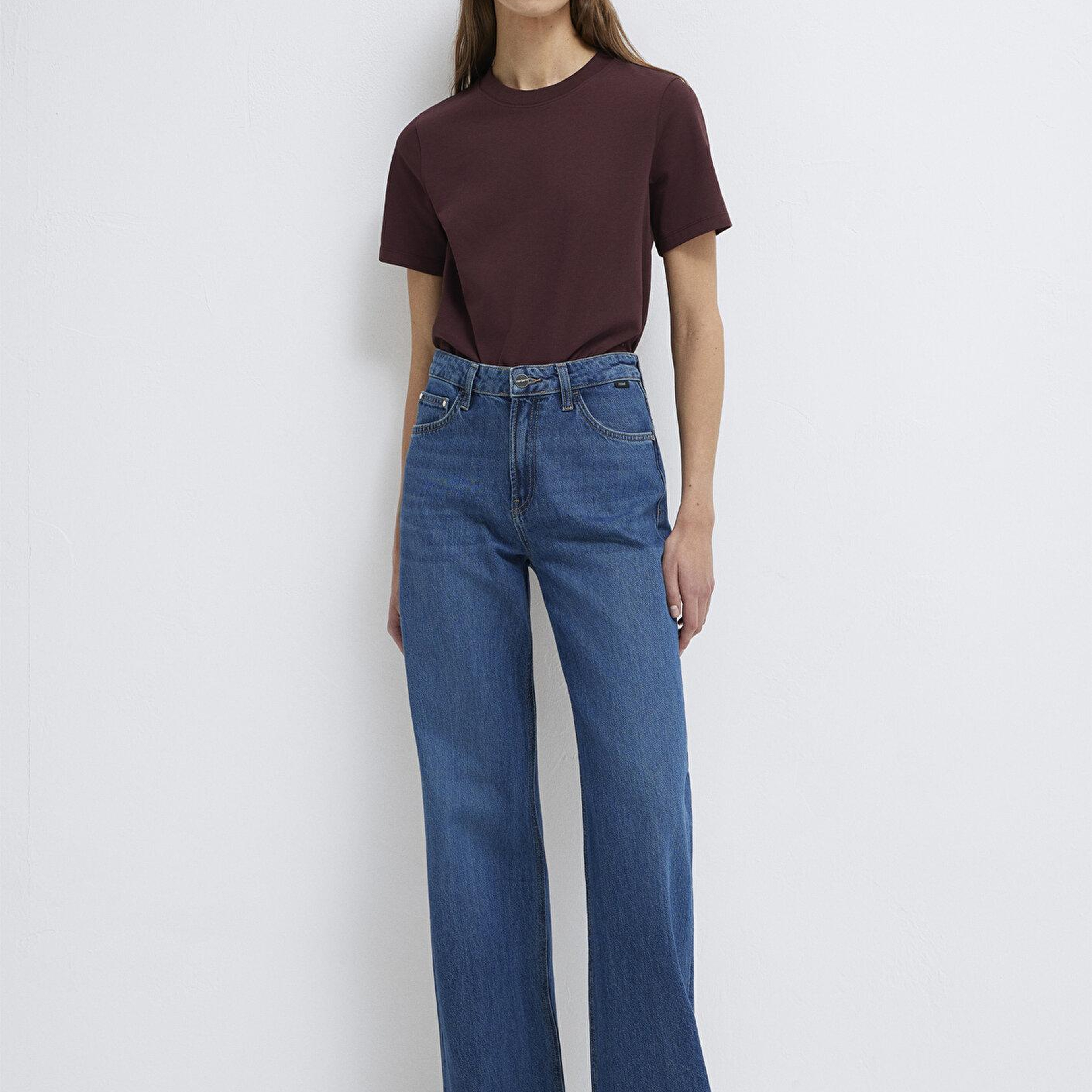 Mavi Bordo Basic Tişört Slim Fit / Dar Kesim 1613788-70223