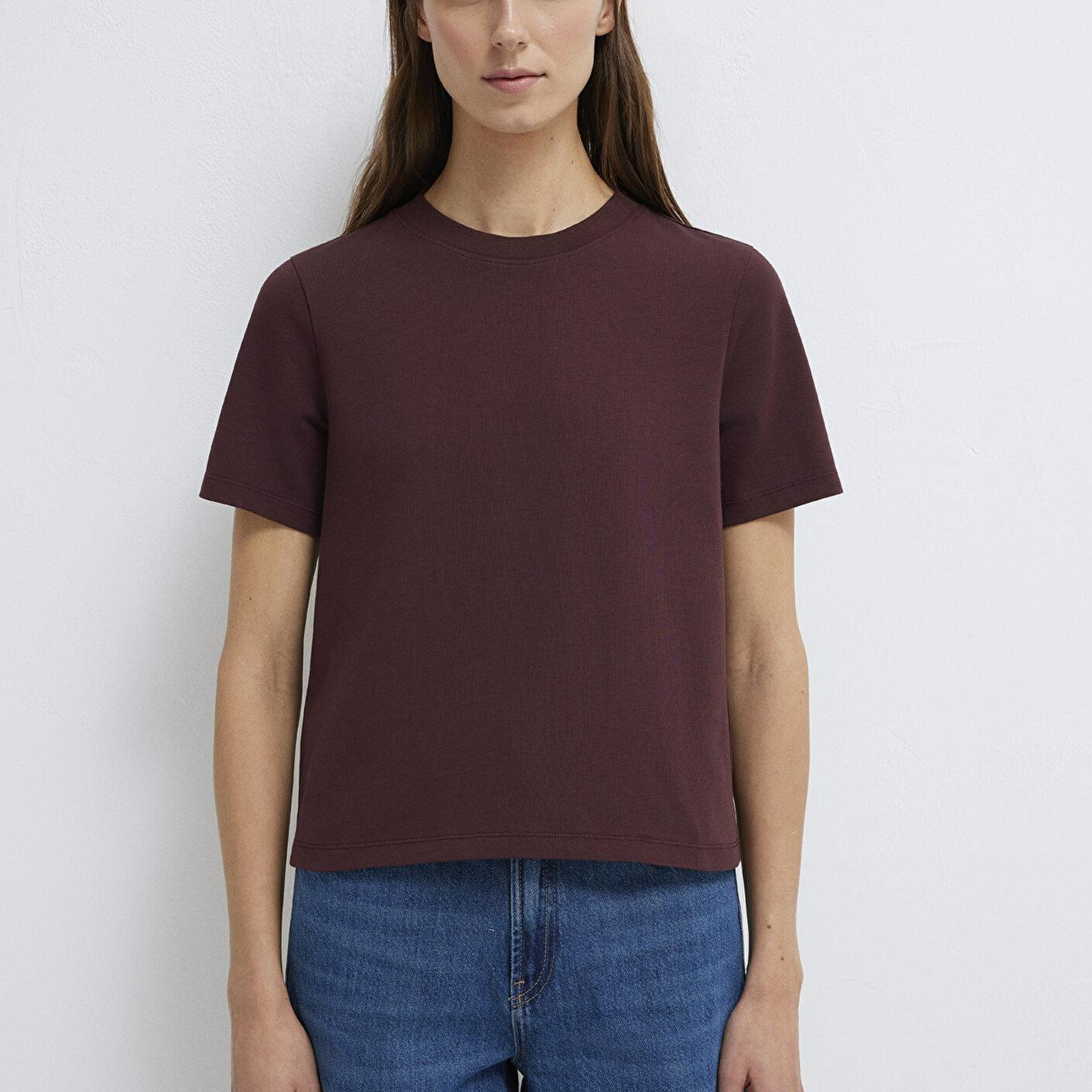 Mavi Bordo Basic Tişört Slim Fit / Dar Kesim 1613788-70223