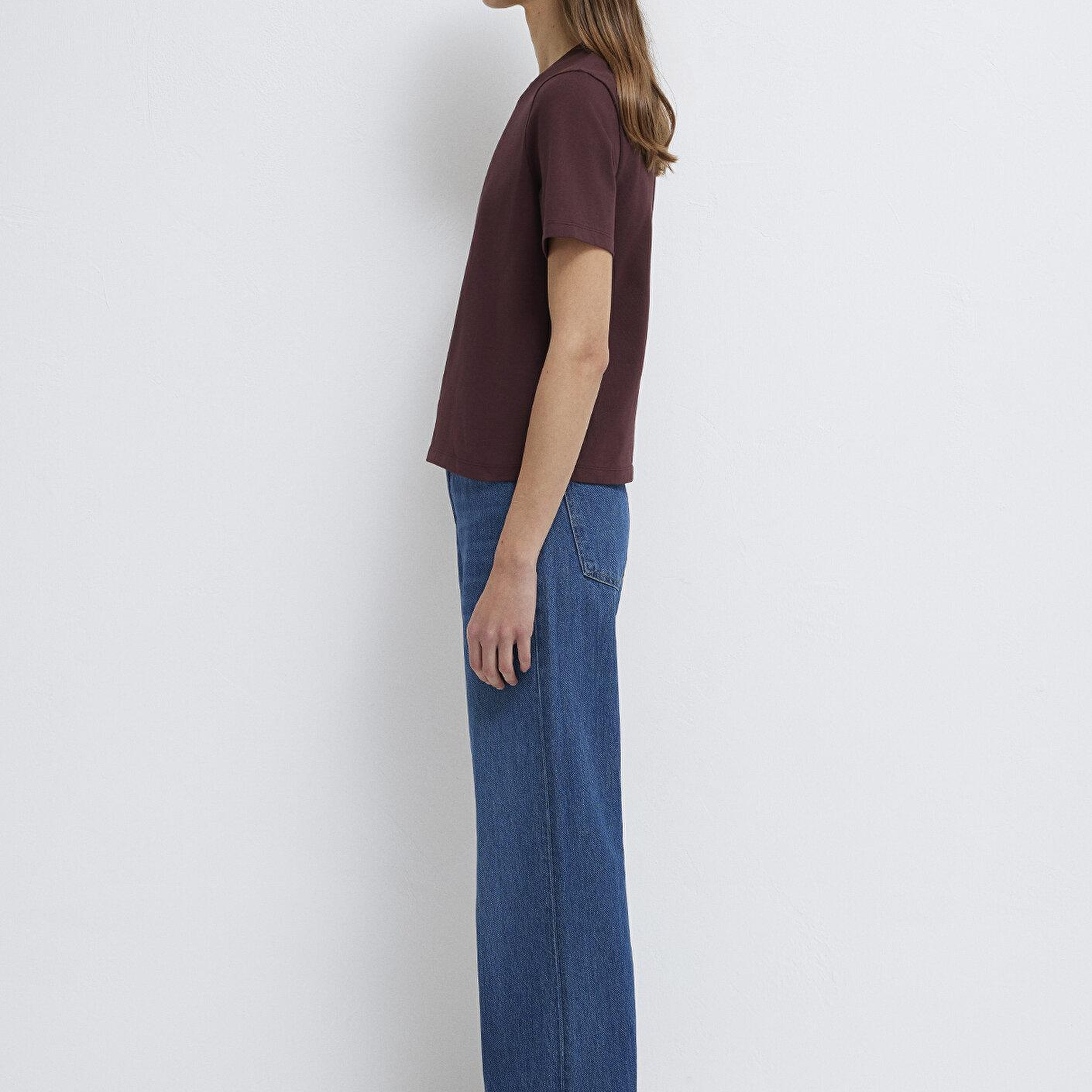 Mavi Bordo Basic Tişört Slim Fit / Dar Kesim 1613788-70223