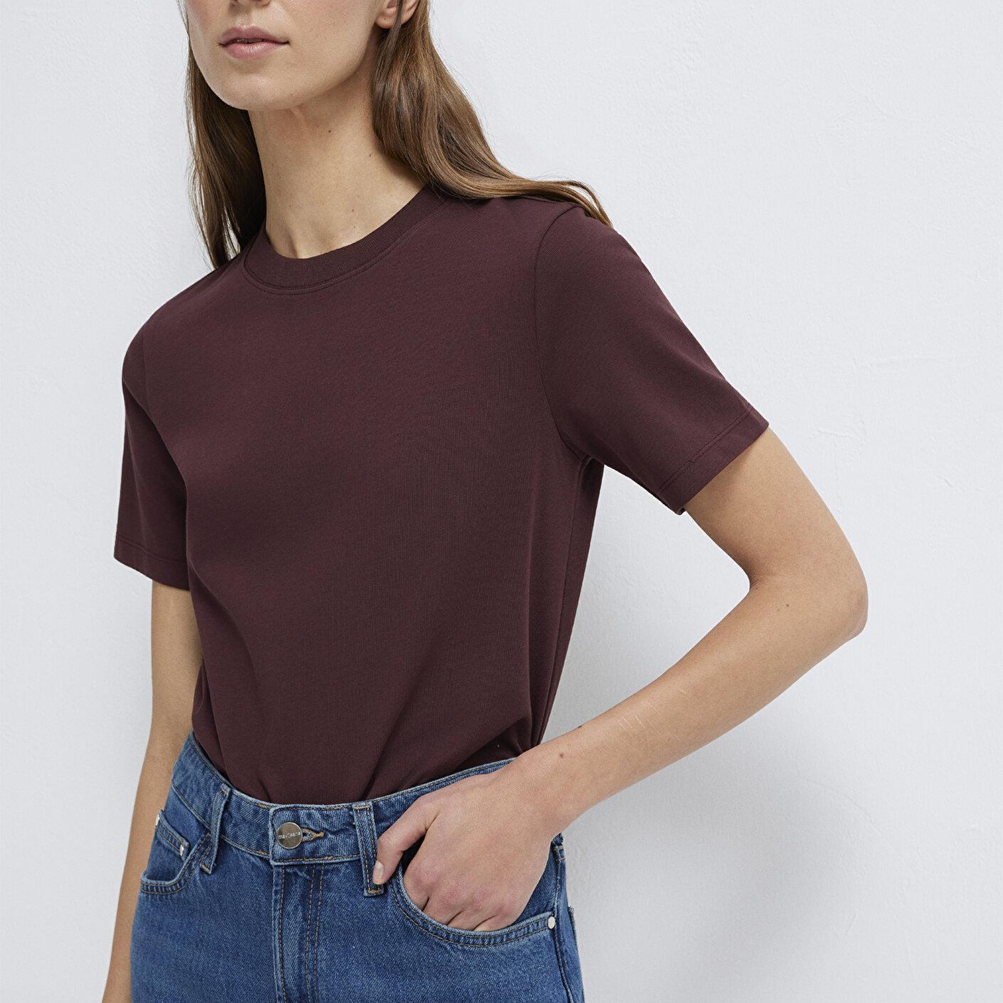 Mavi Bordo Basic Tişört Slim Fit / Dar Kesim 1613788-70223