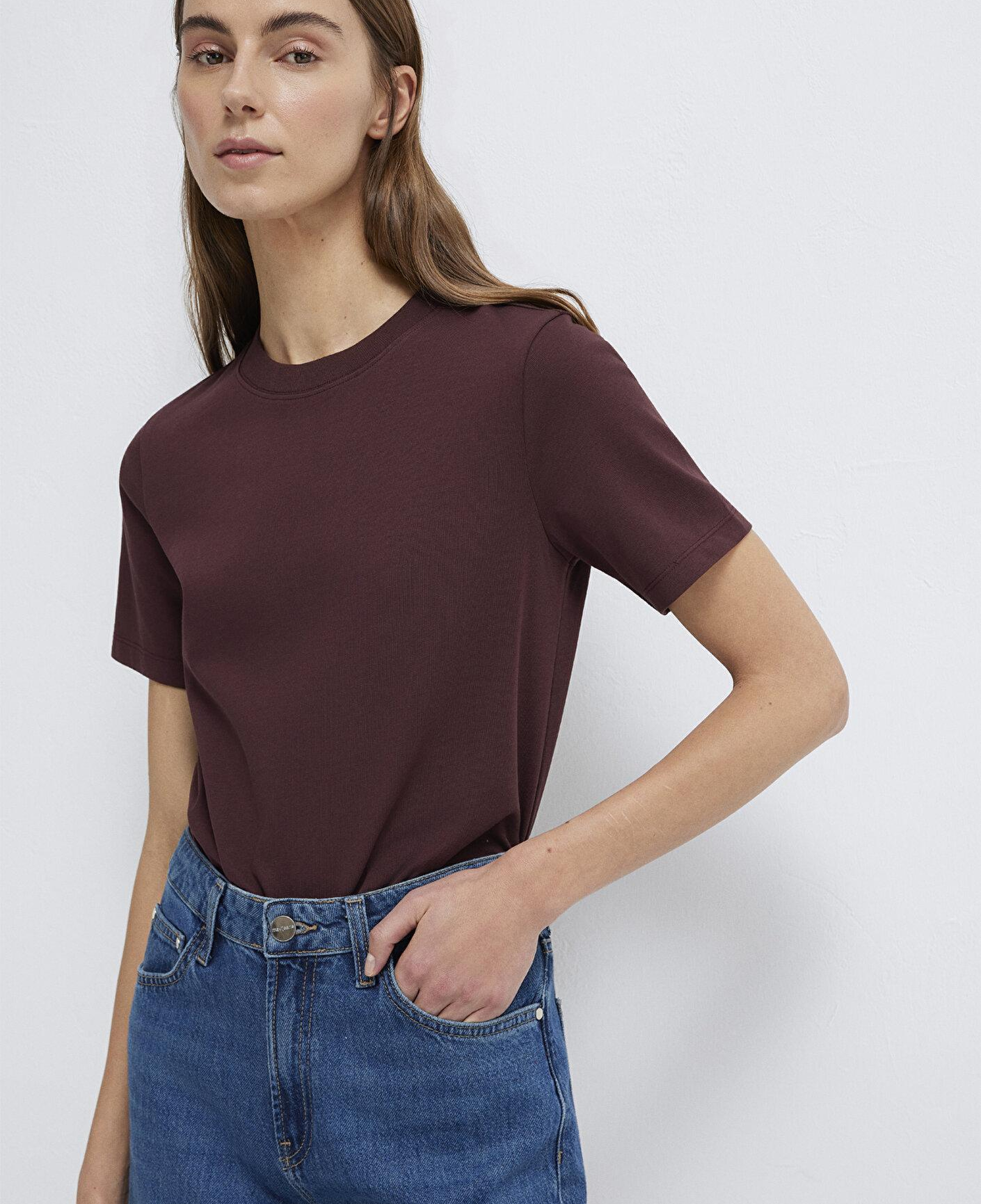 Mavi Bordo Basic Tişört Slim Fit / Dar Kesim 1613788-70223