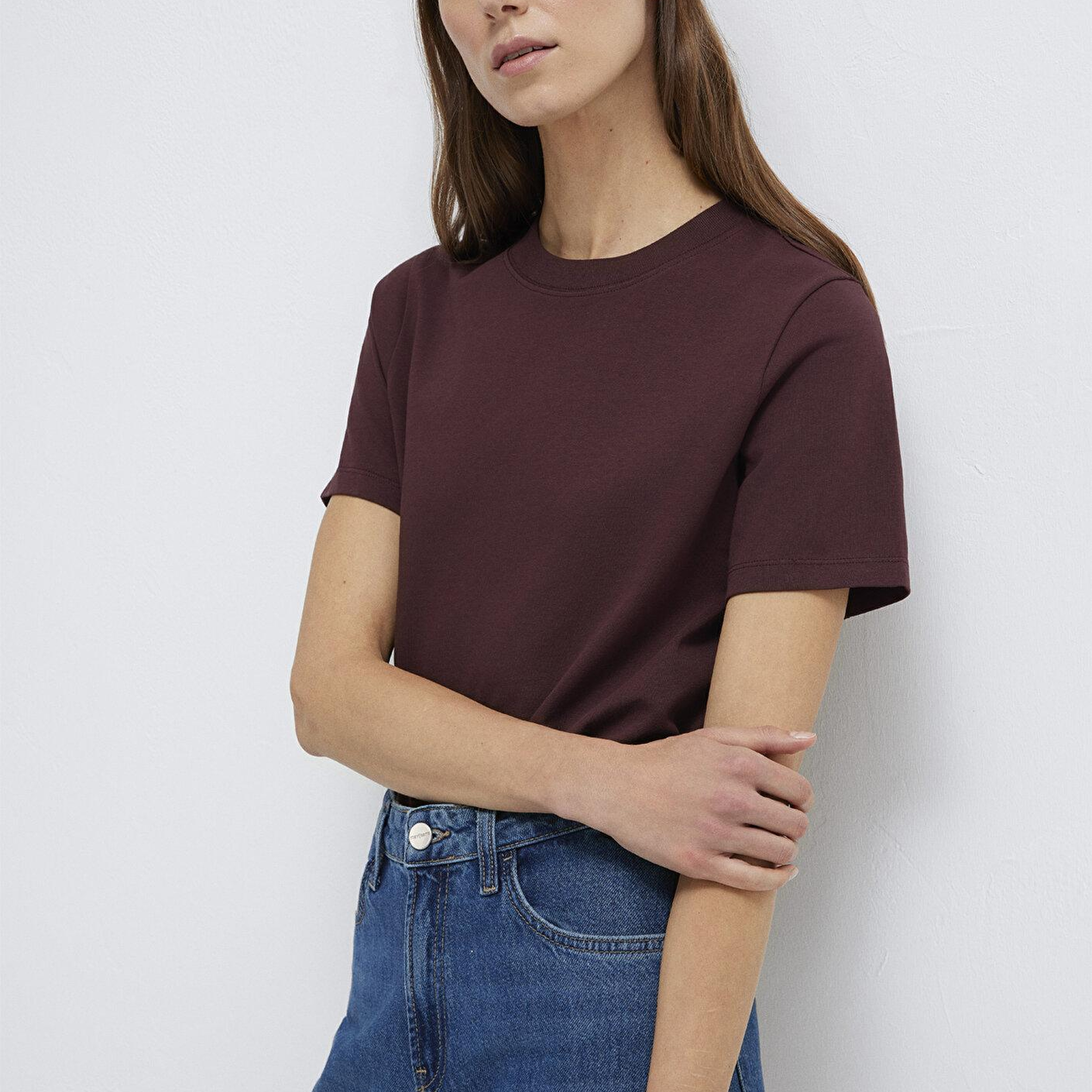 Mavi Bordo Basic Tişört Slim Fit / Dar Kesim 1613788-70223