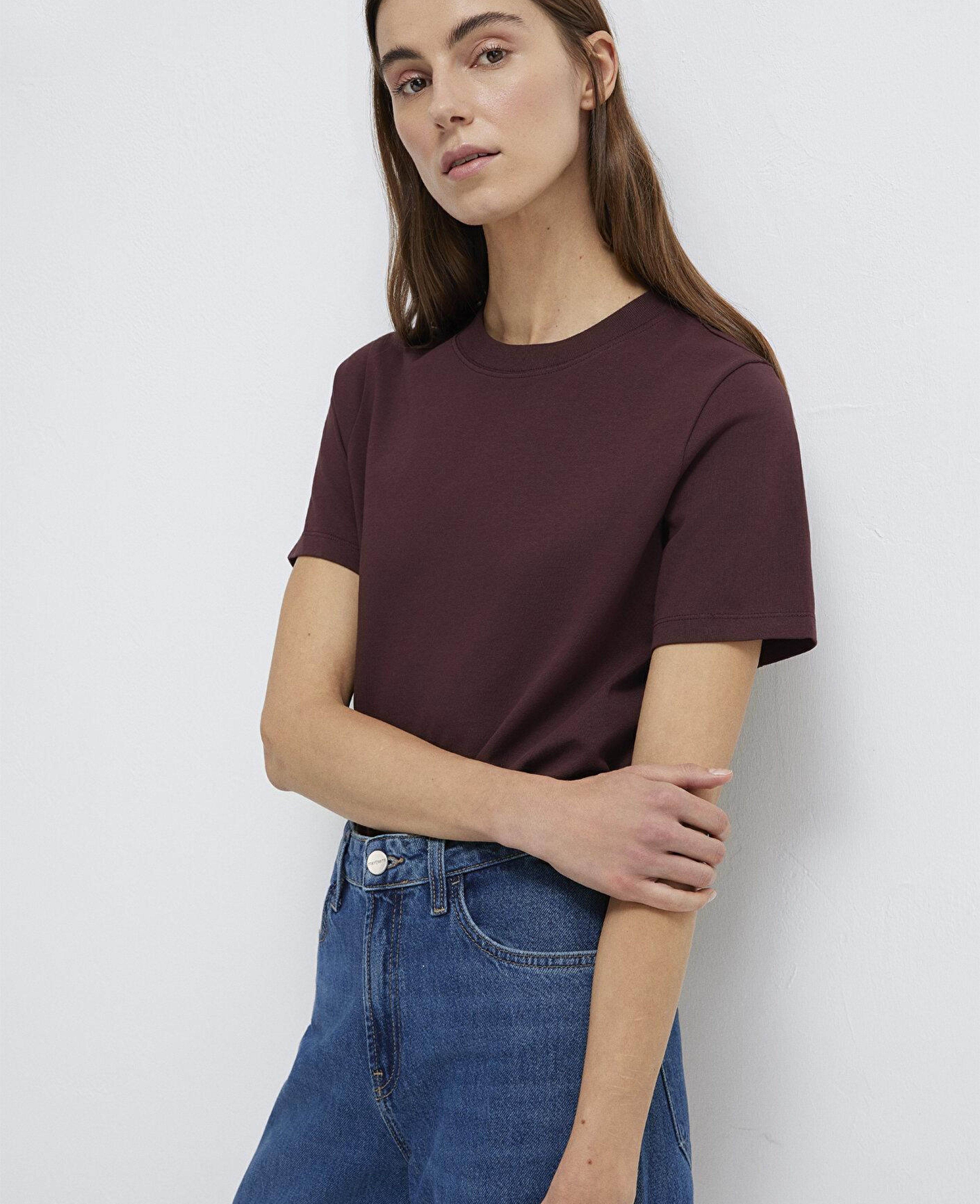 Mavi Bordo Basic Tişört Slim Fit / Dar Kesim 1613788-70223