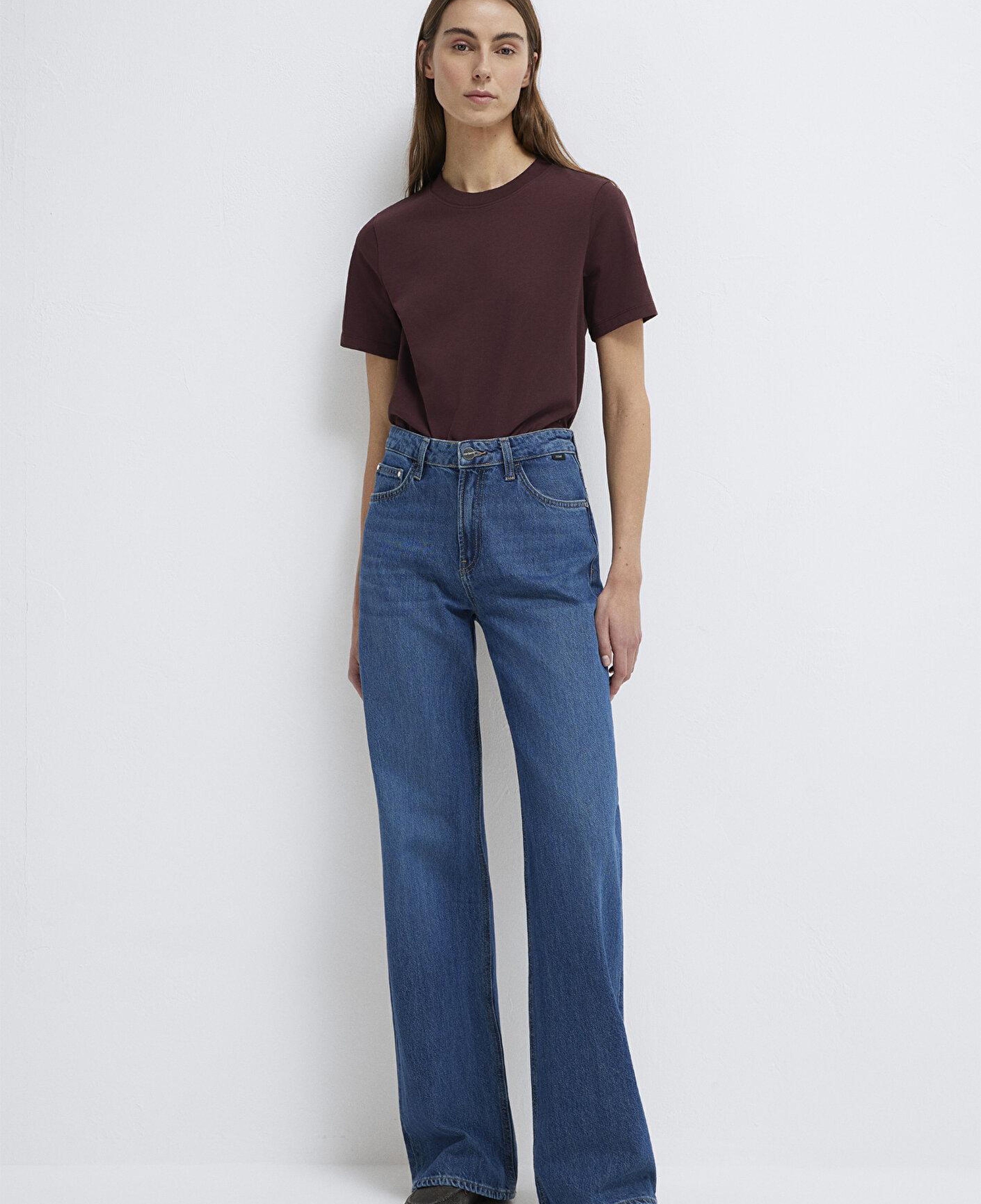 Mavi Bordo Basic Tişört Slim Fit / Dar Kesim 1613788-70223