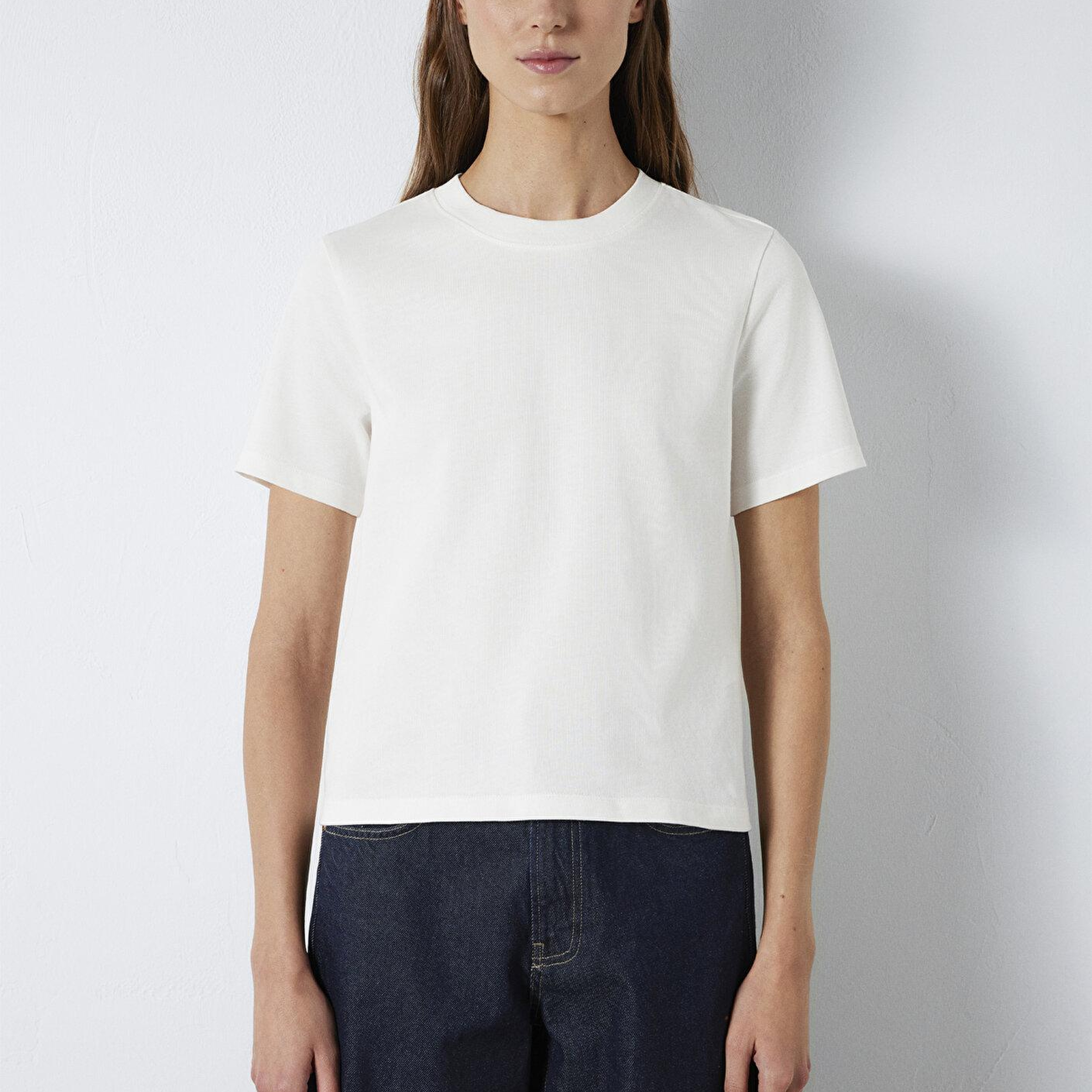 Mavi Ekru Basic Tişört Slim Fit / Dar Kesim 1613788-80194